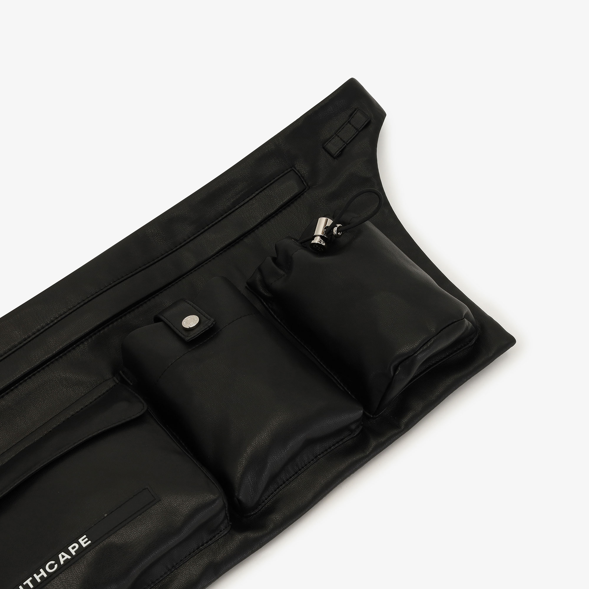 Eco Leather Multi-Pocket Belt Bag_BK