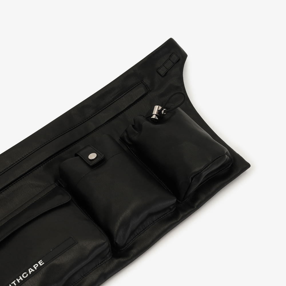 Eco Leather Multi-Pocket Belt Bag_BK