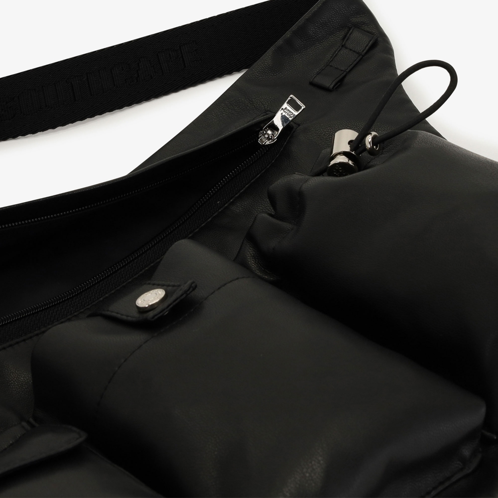 Eco Leather Multi-Pocket Belt Bag_BK