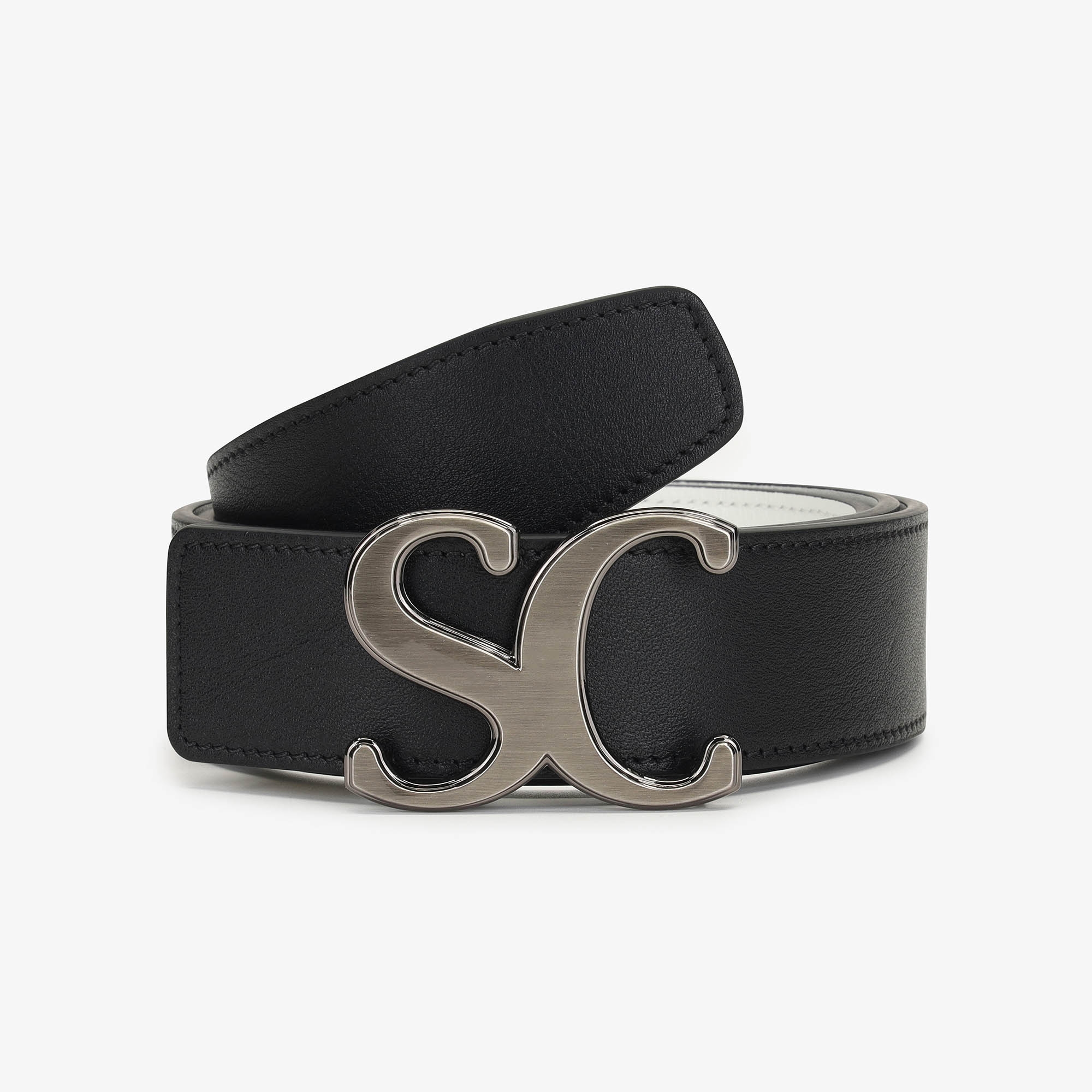 SC Logo Buckle Leather Belt_WT