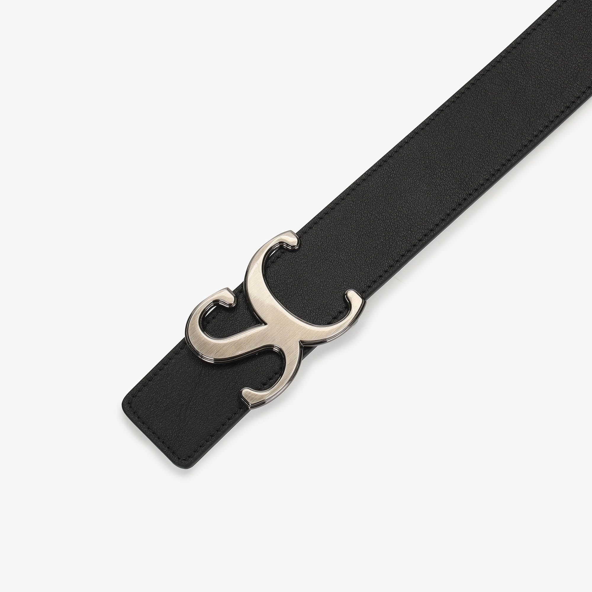 SC Logo Buckle Leather Belt_WT