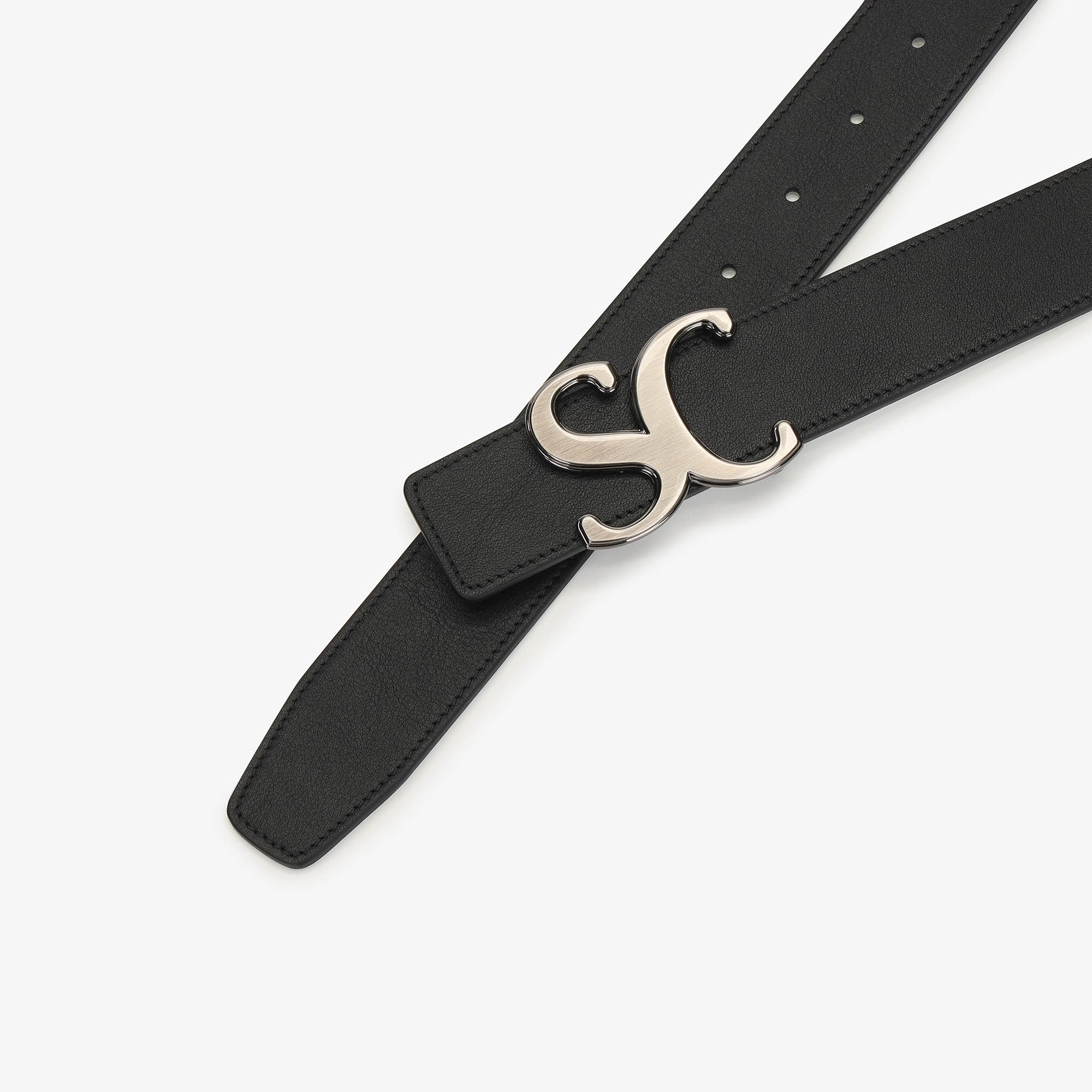 SC Logo Buckle Leather Belt_WT