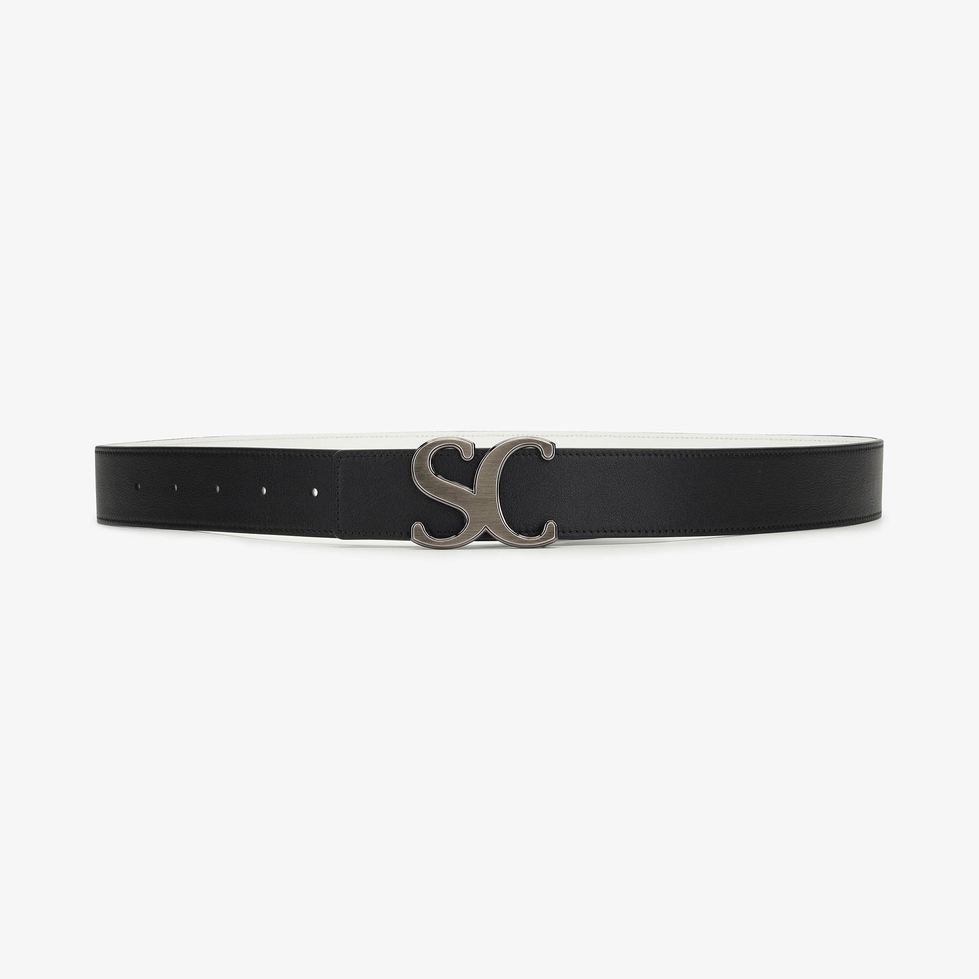 SC Logo Buckle Leather Belt_WT