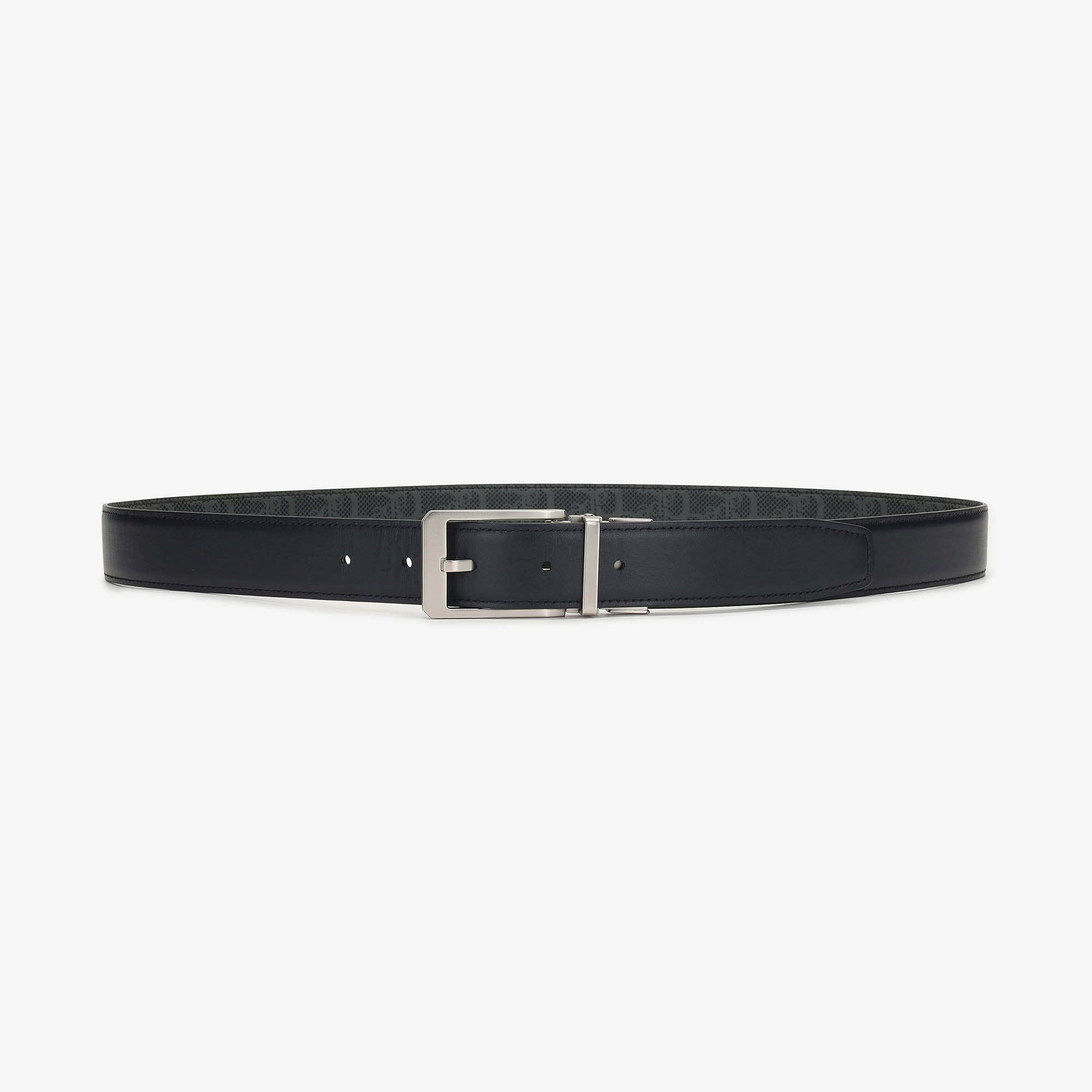 Llogo Printed Leather Belt_BK