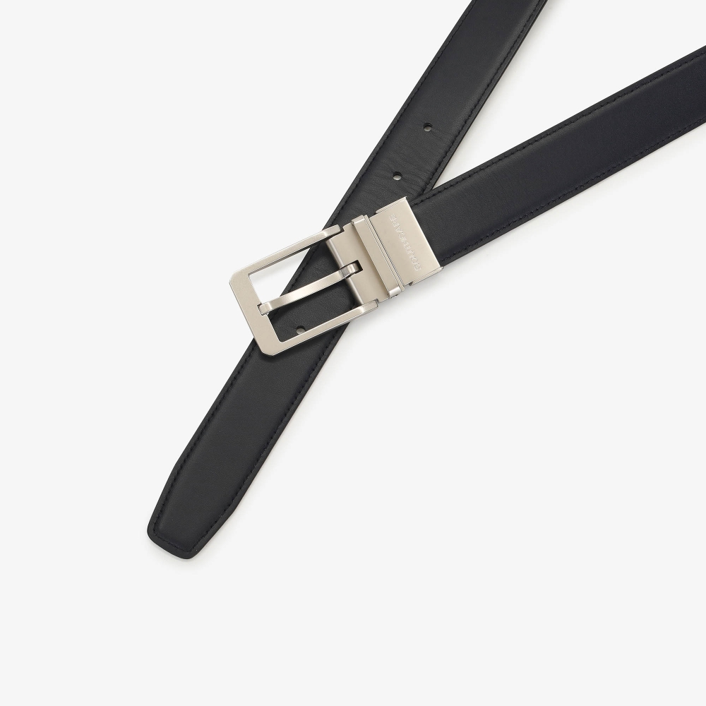 Llogo Printed Leather Belt_BK