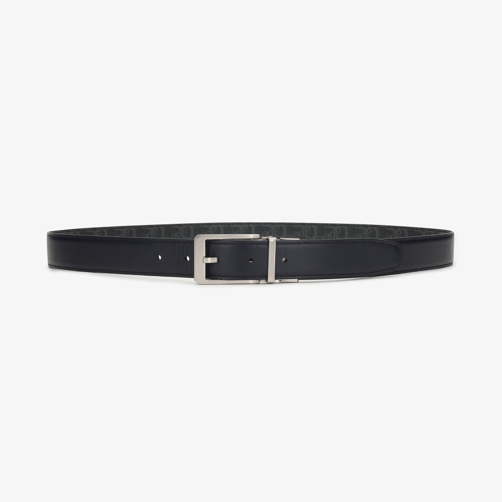 Llogo Printed Leather Belt_BK