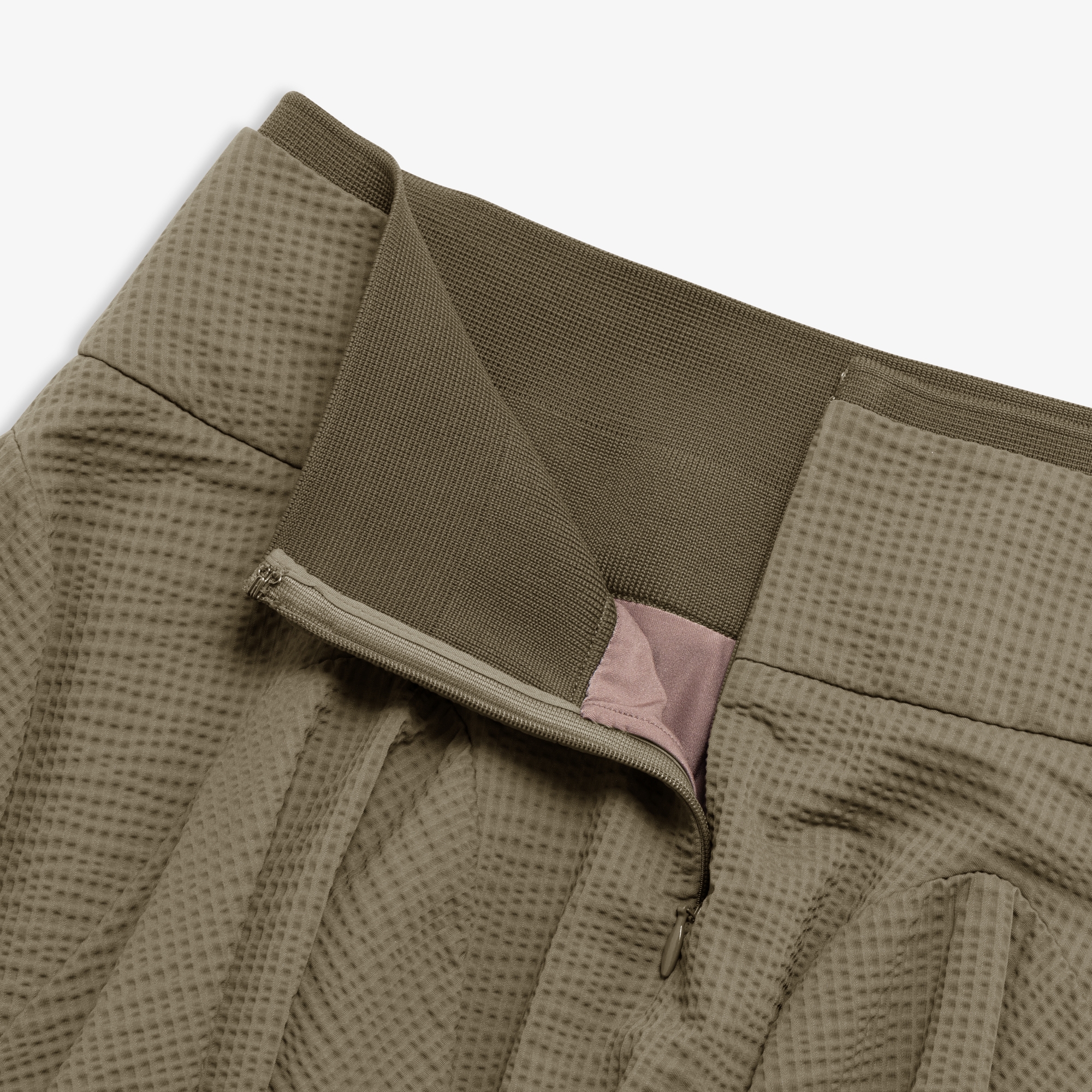 Slim Waistband Waffle Textured Skirt_BR