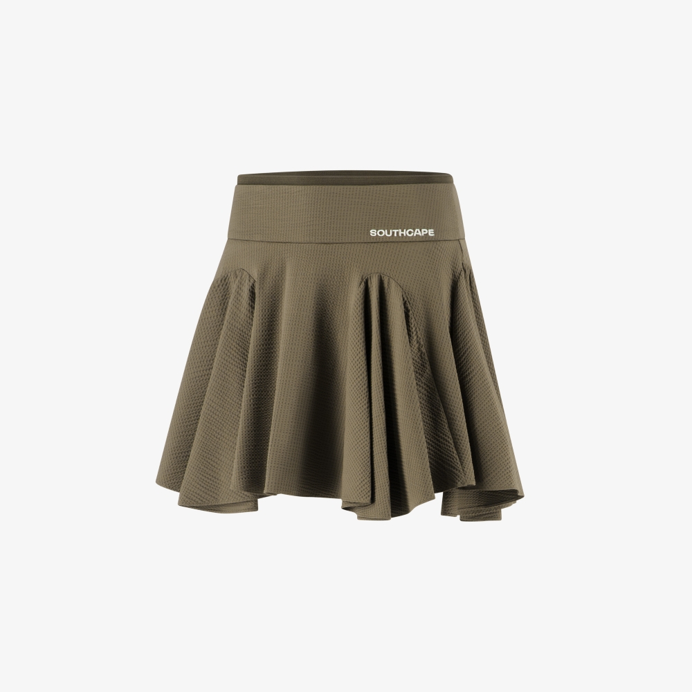 Slim Waistband Waffle Textured Skirt_BR
