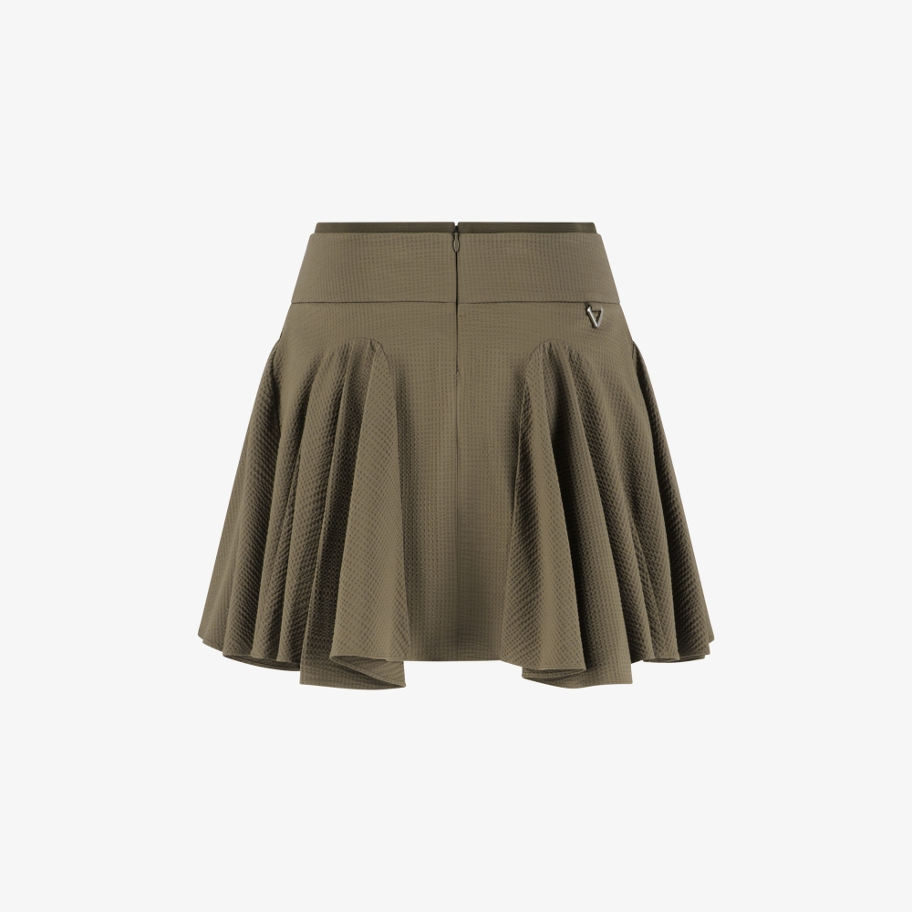 Slim Waistband Waffle Textured Skirt_BR