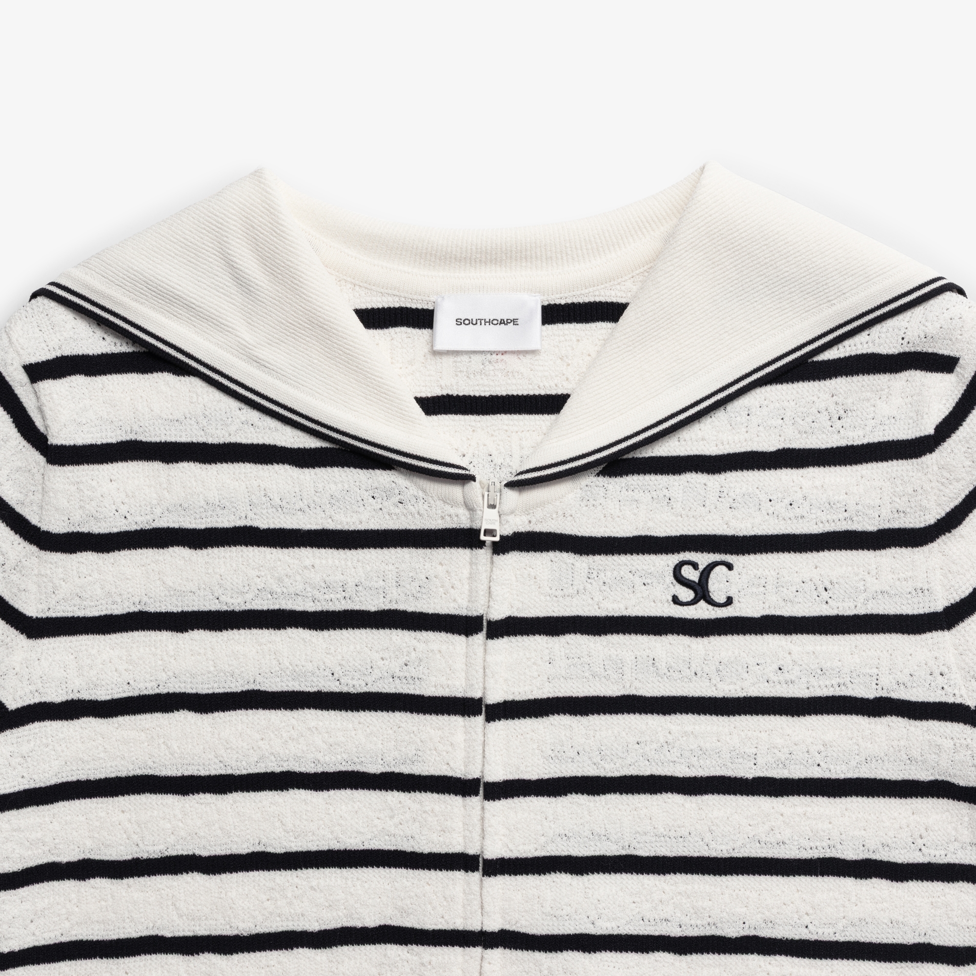 Stripe Sailor Collar Zip-Up Cardigan_CR