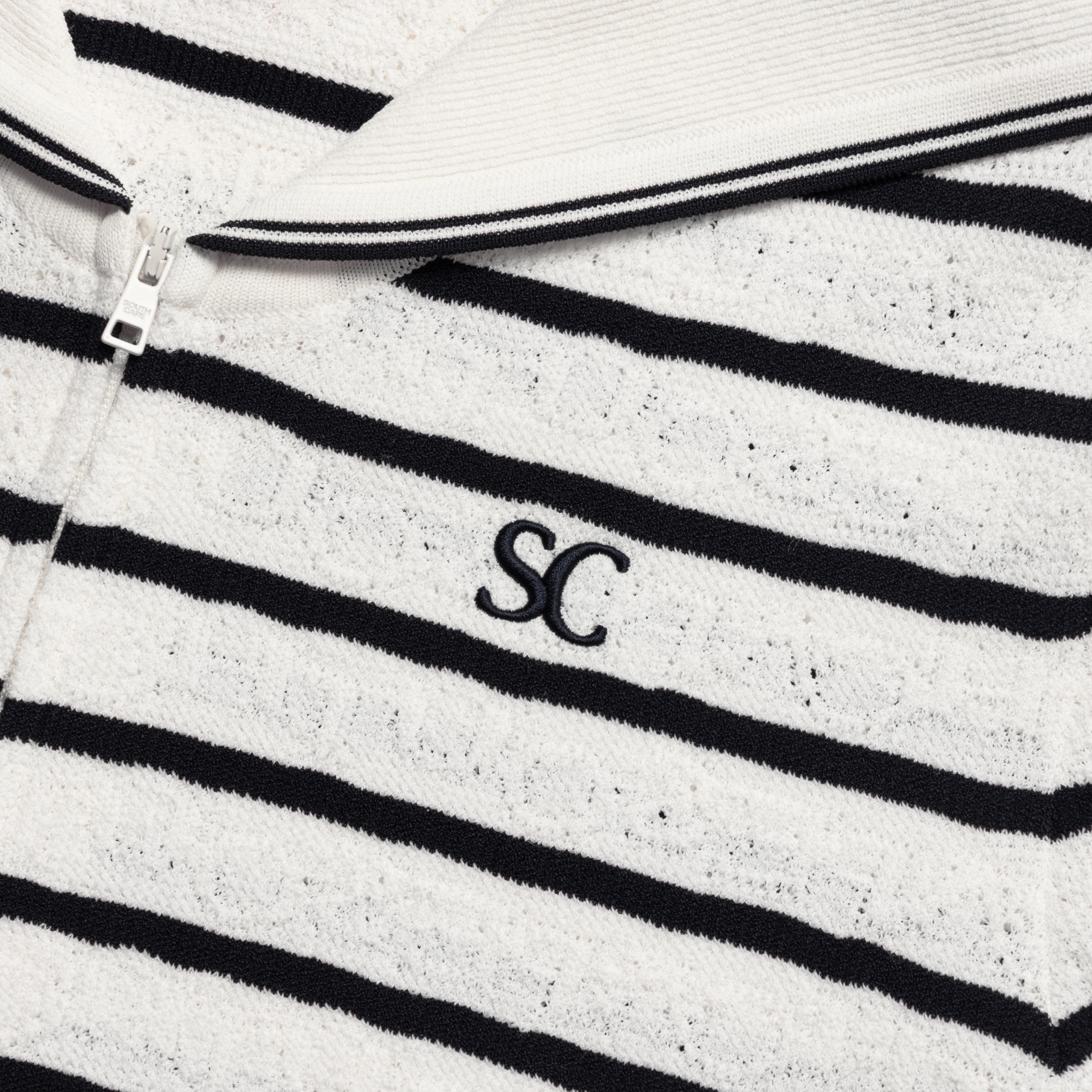 Stripe Sailor Collar Zip-Up Cardigan_CR