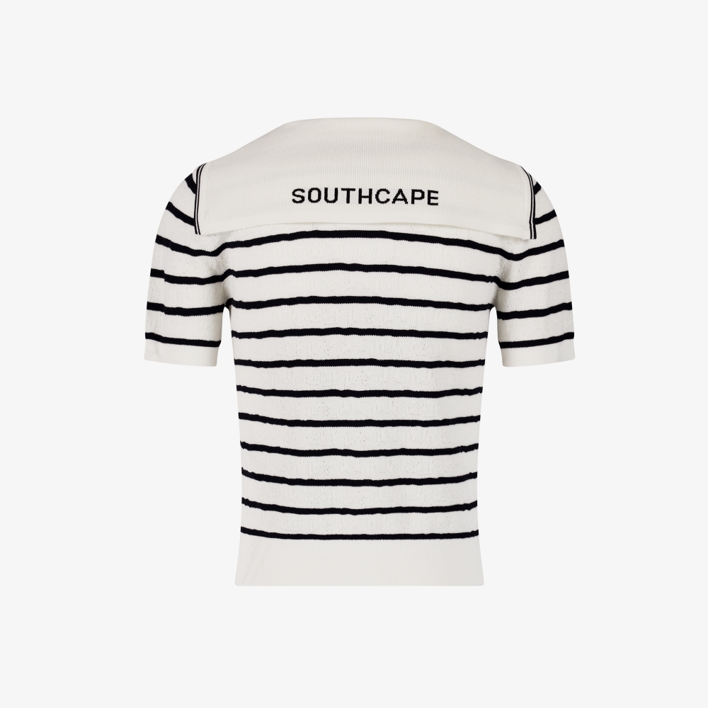 Stripe Sailor Collar Zip-Up Cardigan_CR