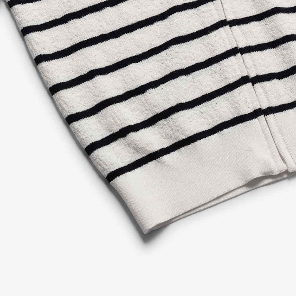 Stripe Sailor Collar Zip-Up Cardigan_CR