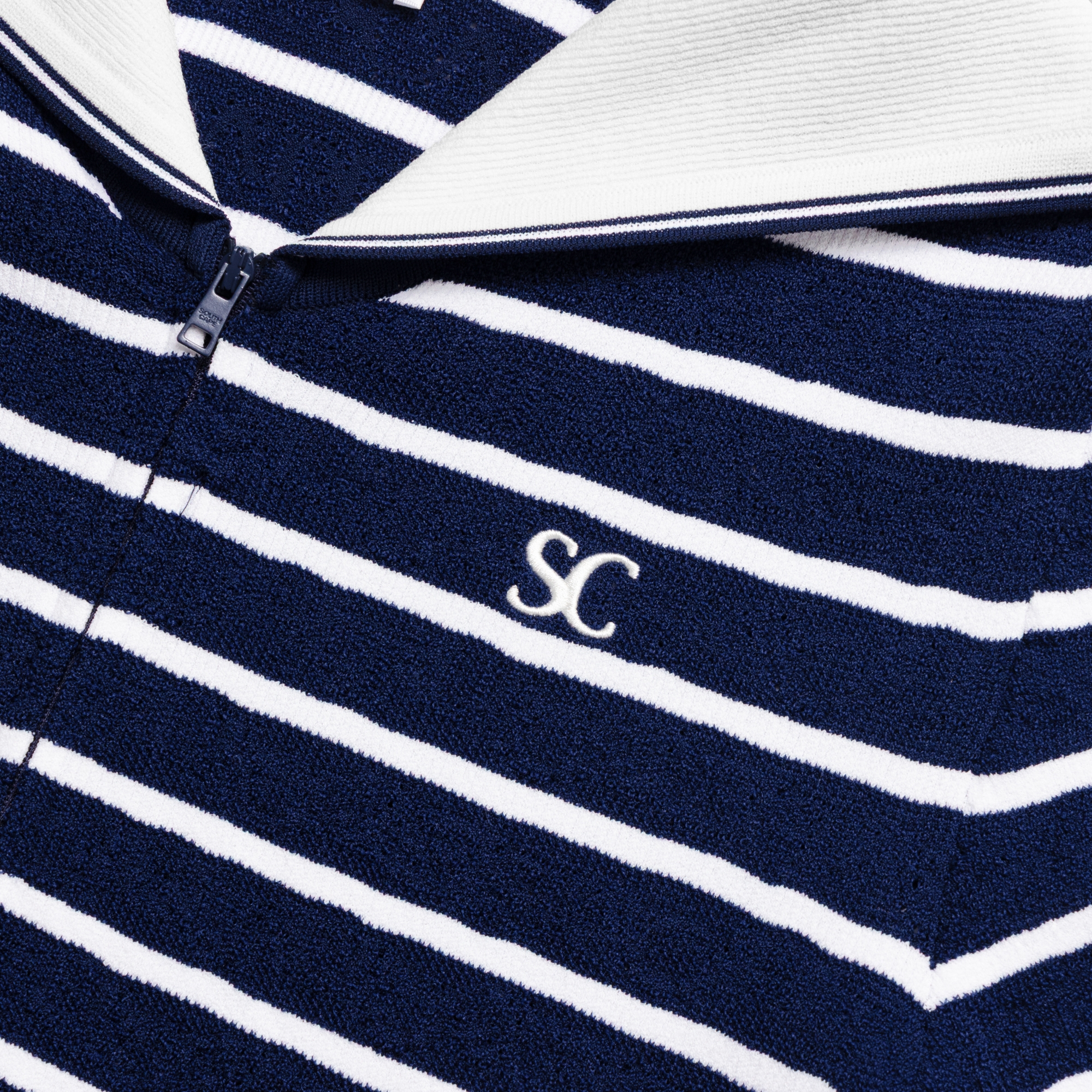 Stripe Sailor Collar Zip-Up Cardigan_NA