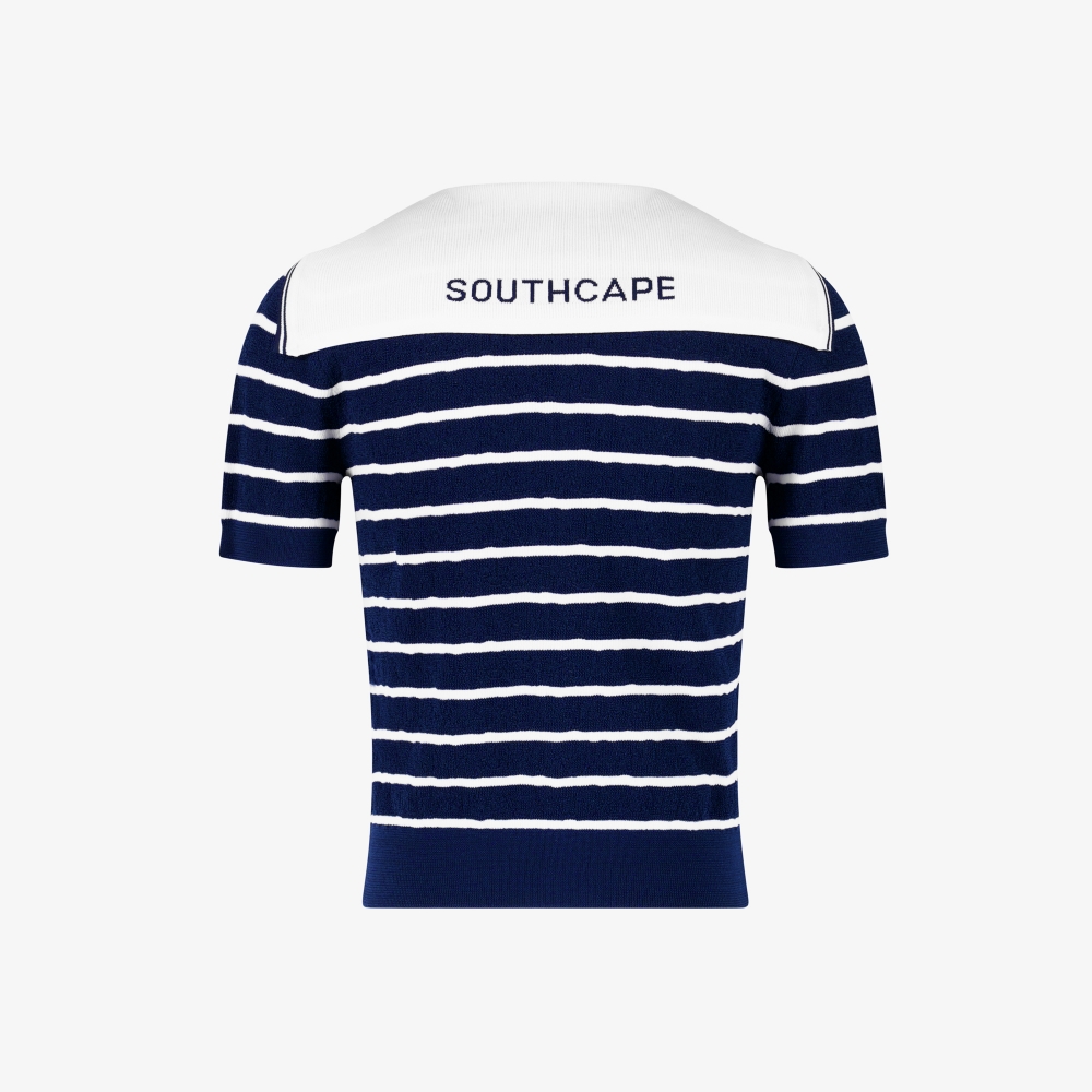 Stripe Sailor Collar Zip-Up Cardigan_NA
