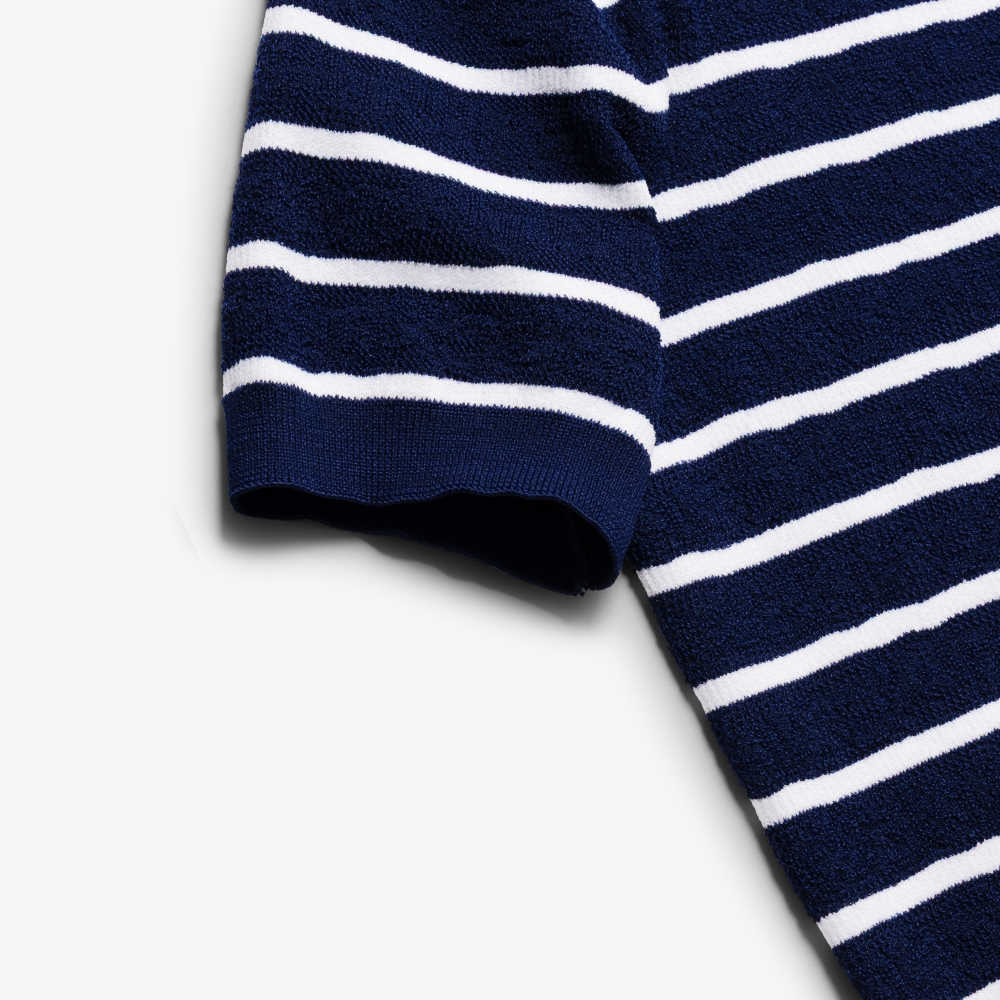 Stripe Sailor Collar Zip-Up Cardigan_NA