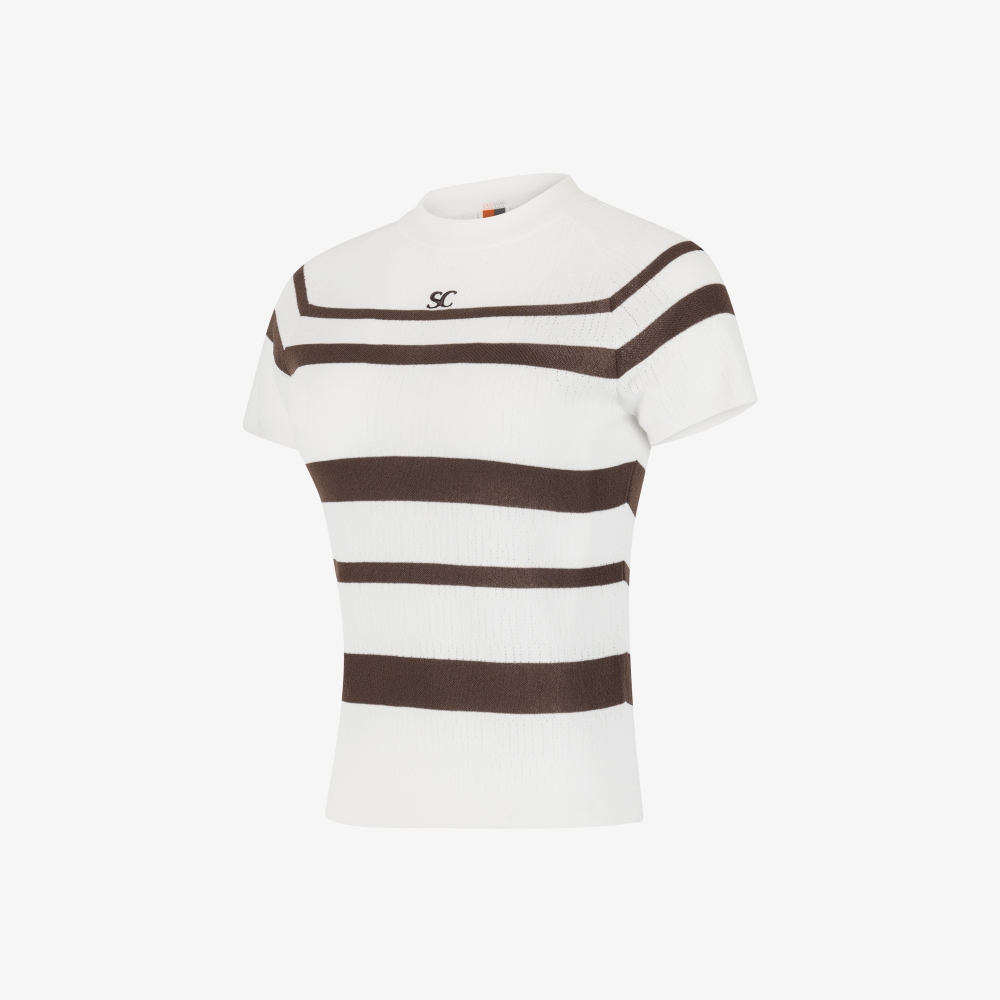 Marine Stripe Short Sleeve Cool-Touch Knit_BR