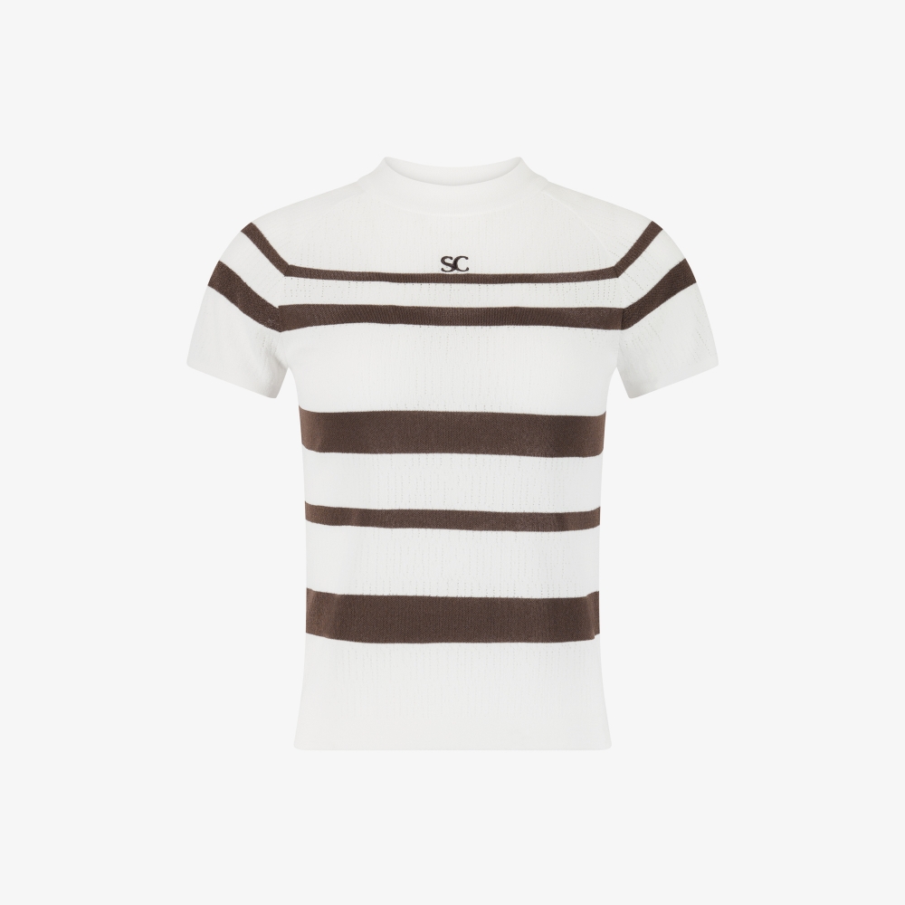 Marine Stripe Short Sleeve Cool-Touch Knit_BR