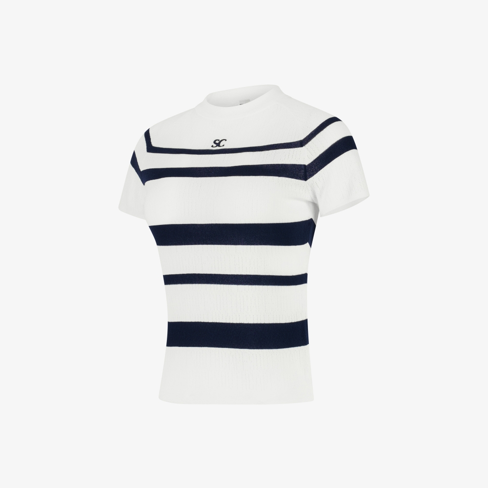 Marine Stripe Short Sleeve Cool-Touch Knit_NA