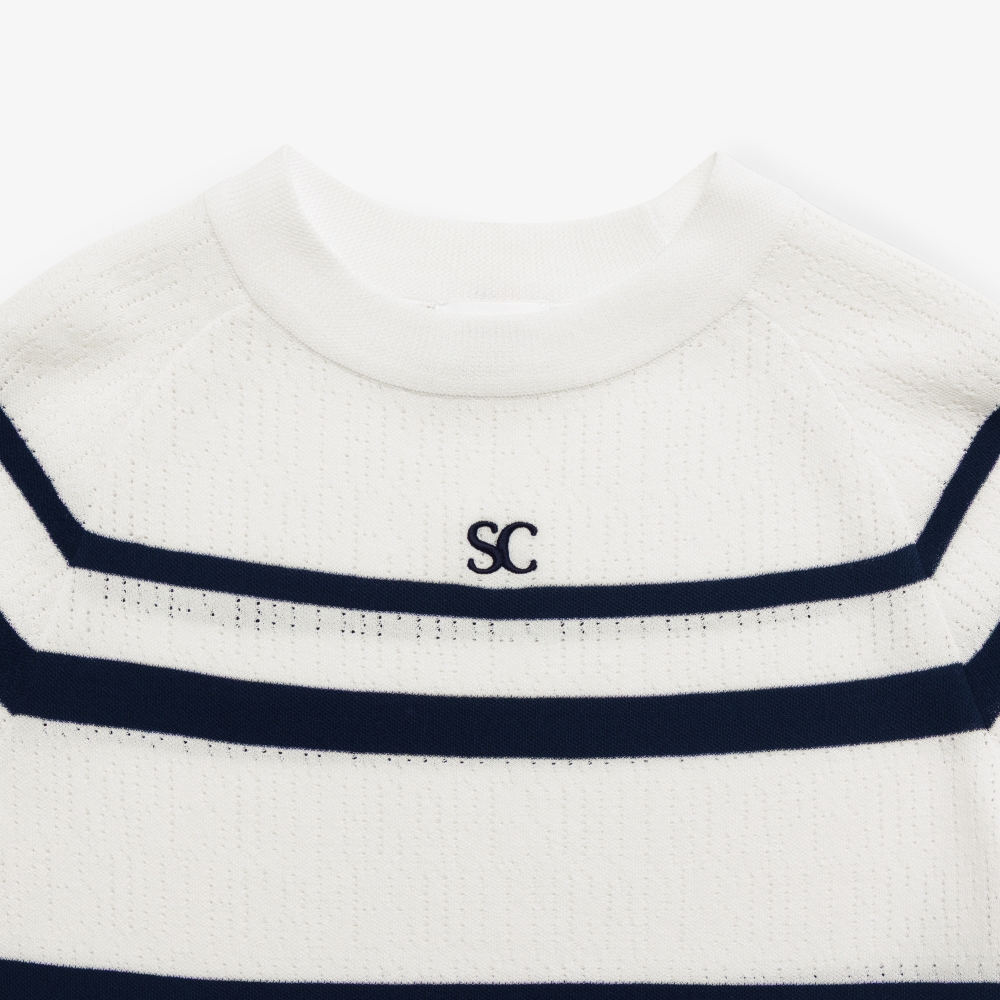 Marine Stripe Short Sleeve Cool-Touch Knit_NA