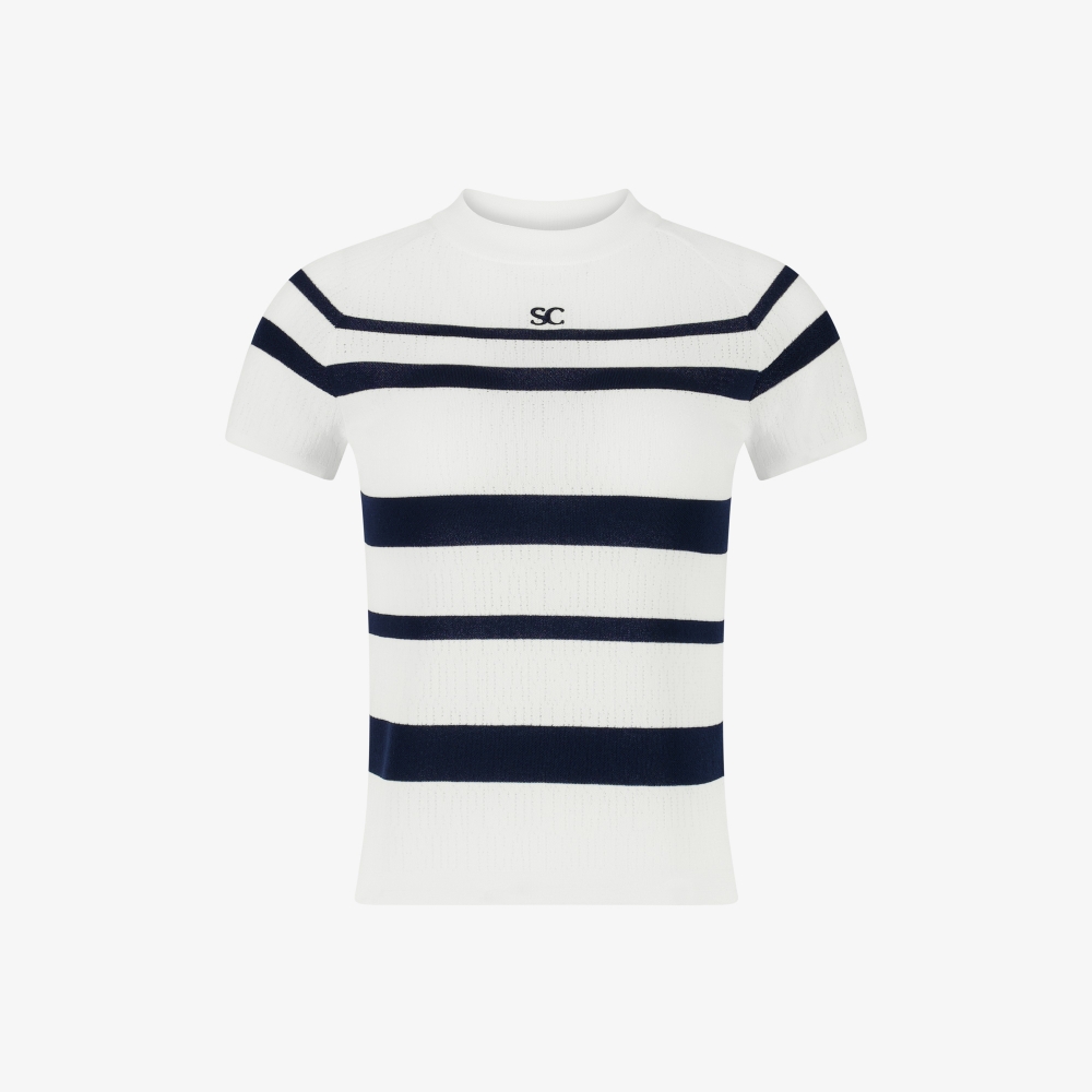 Marine Stripe Short Sleeve Cool-Touch Knit_NA