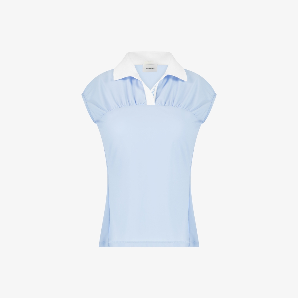 Open Collar Shirring Sleeveless_LB