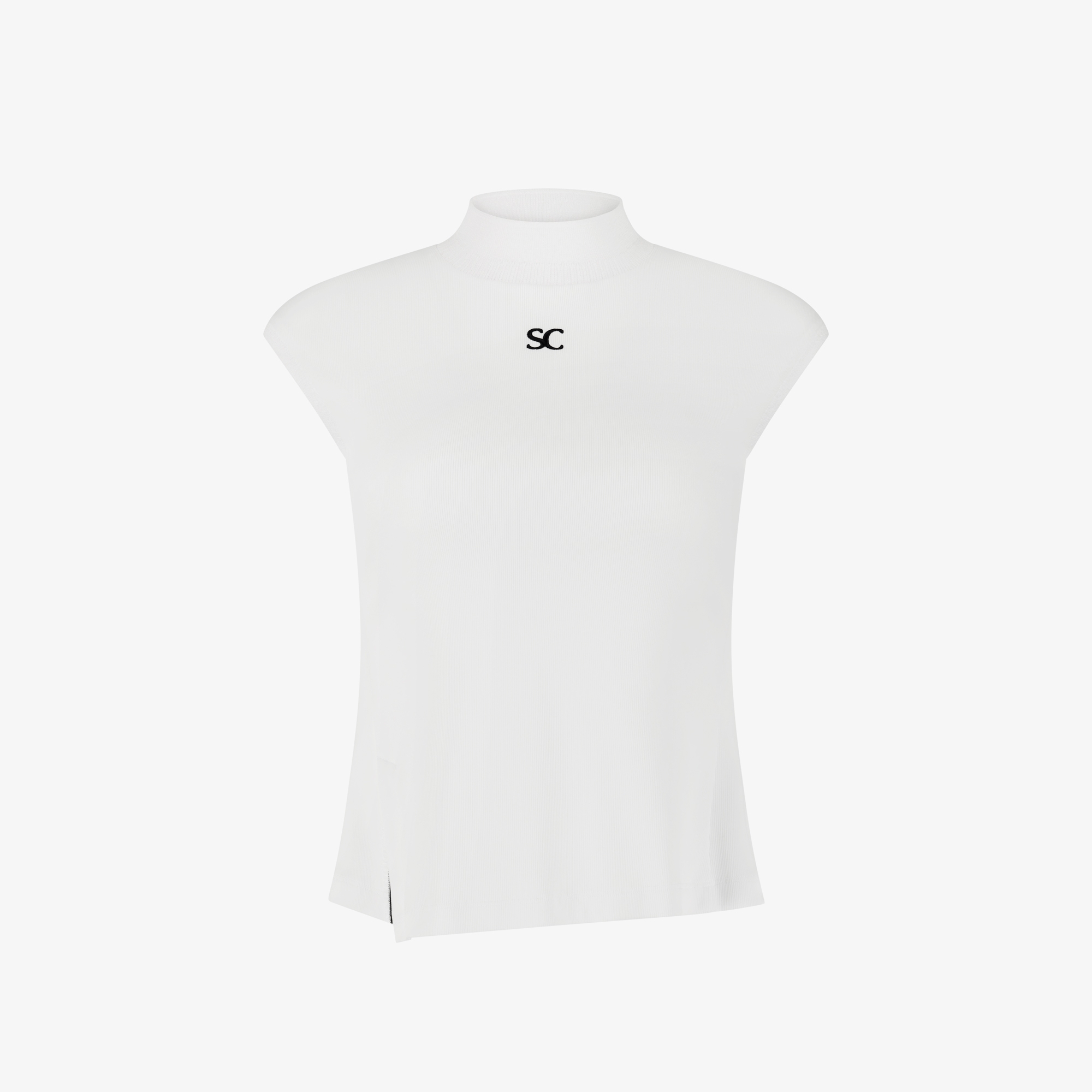 Half-Neck Ribbed Sleeveless_WT