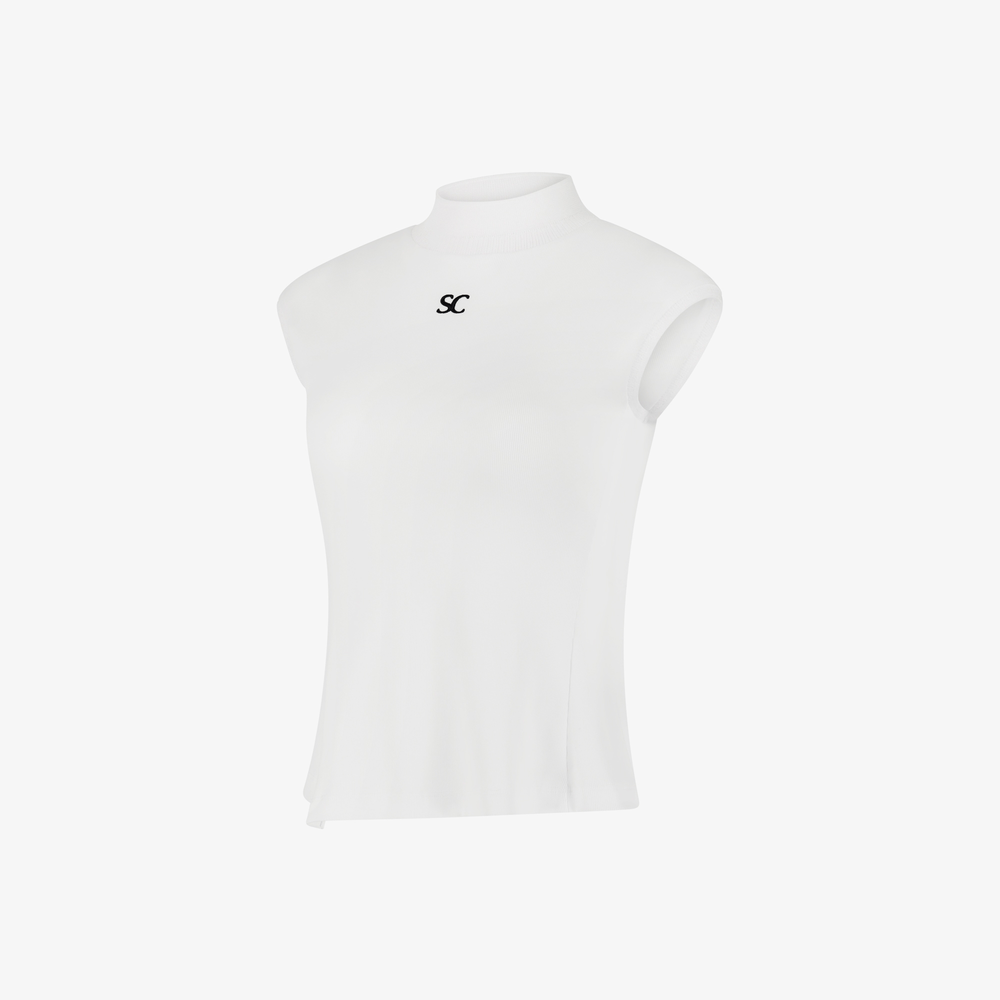 Half-Neck Ribbed Sleeveless_WT