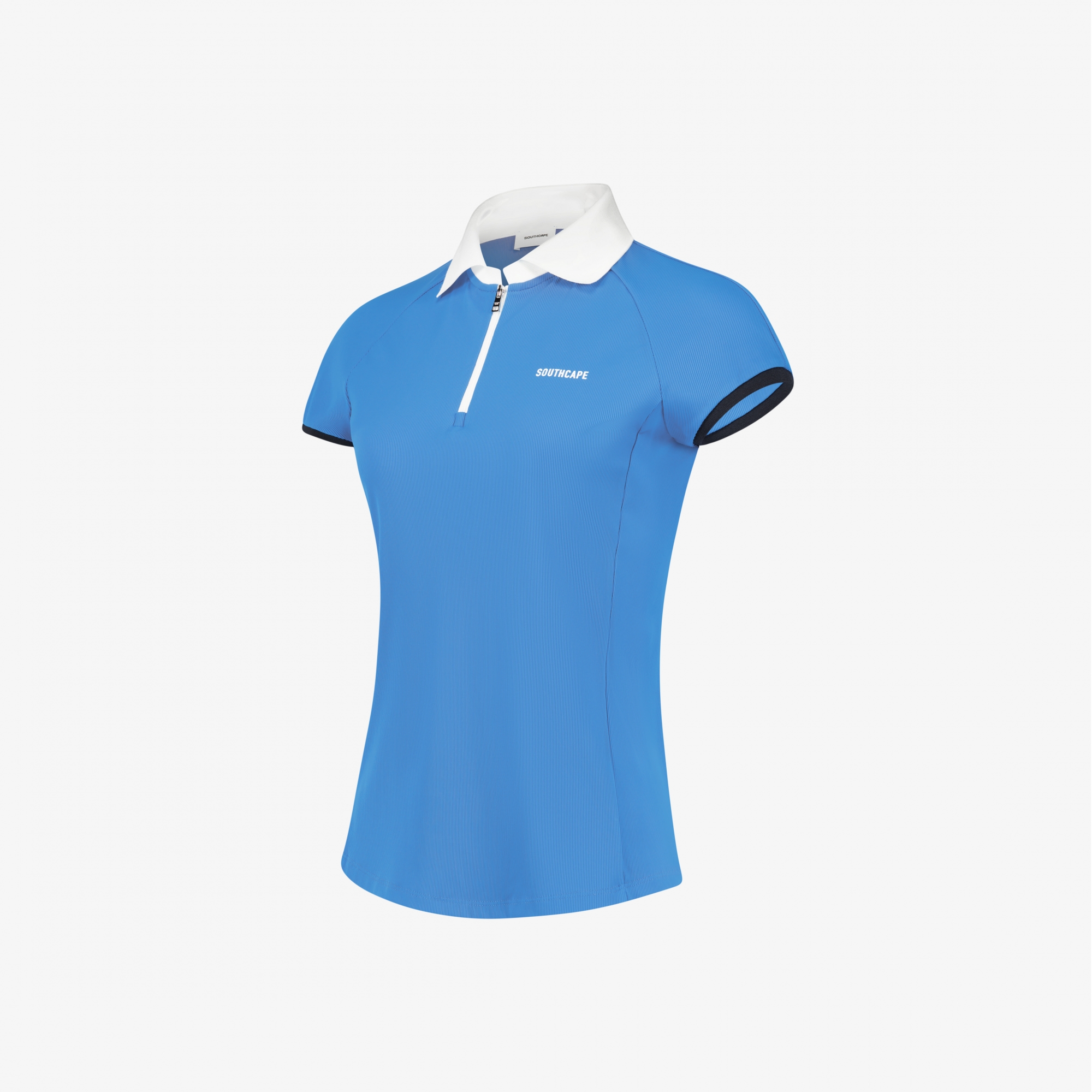 Half-Zip Contrast Collar Ribbed T-Shirt_BL