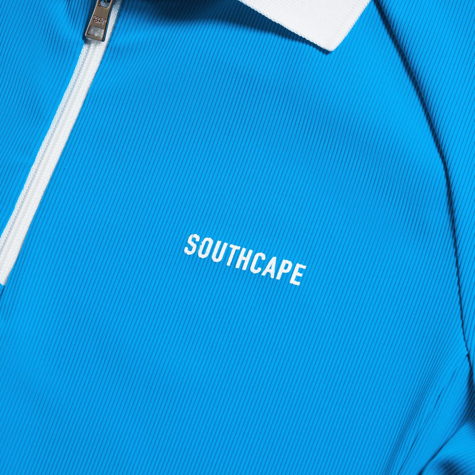 Half-Zip Contrast Collar Ribbed T-Shirt_BL