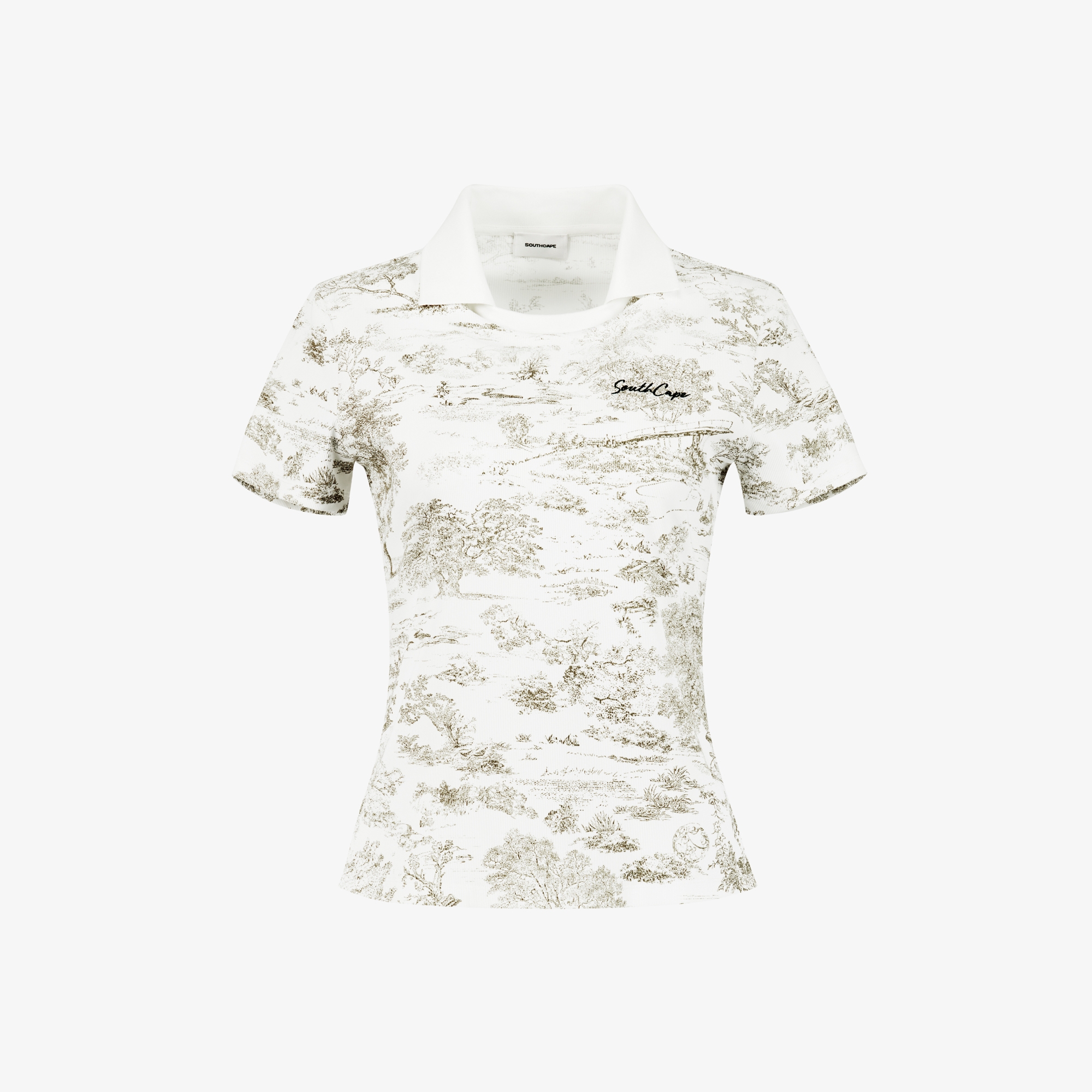 Namhae Heritage Print Open Collar T-Shirt_KH