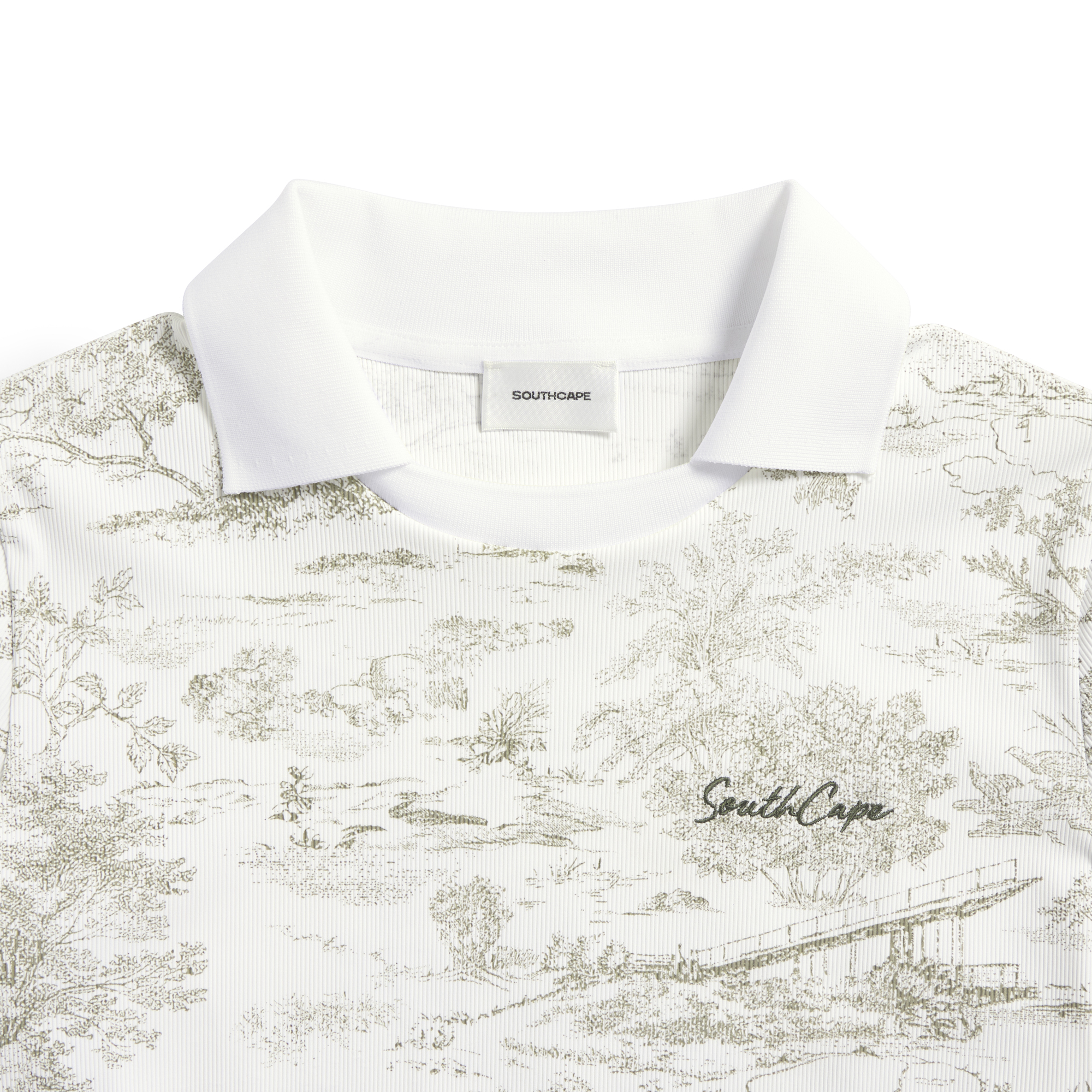 Namhae Heritage Print Open Collar T-Shirt_KH