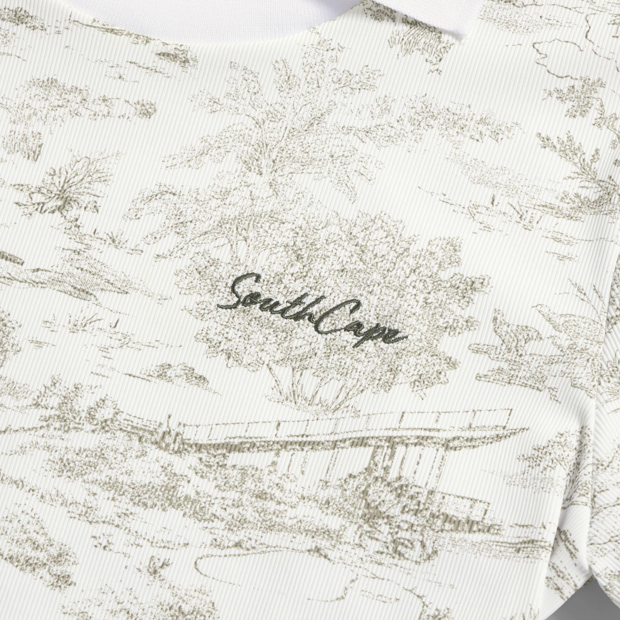 Namhae Heritage Print Open Collar T-Shirt_KH