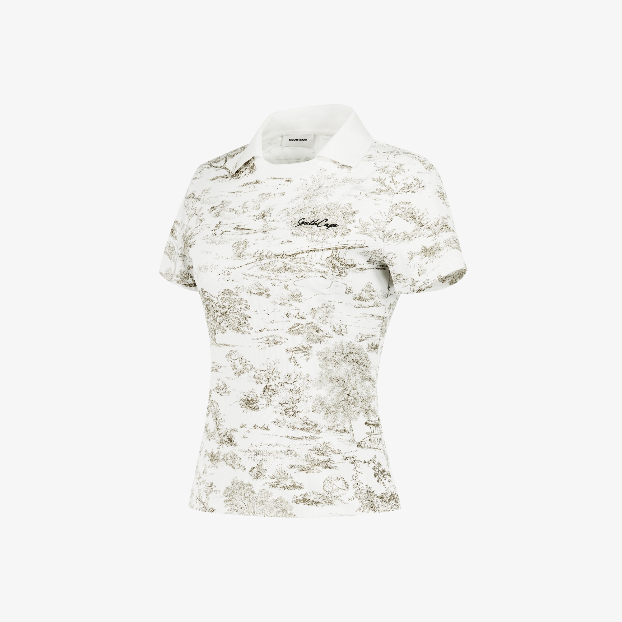 Namhae Heritage Print Open Collar T-Shirt_KH