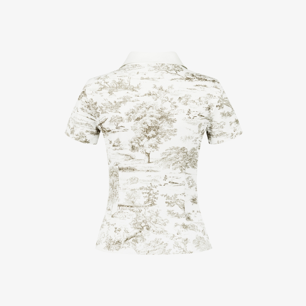 Namhae Heritage Print Open Collar T-Shirt_KH
