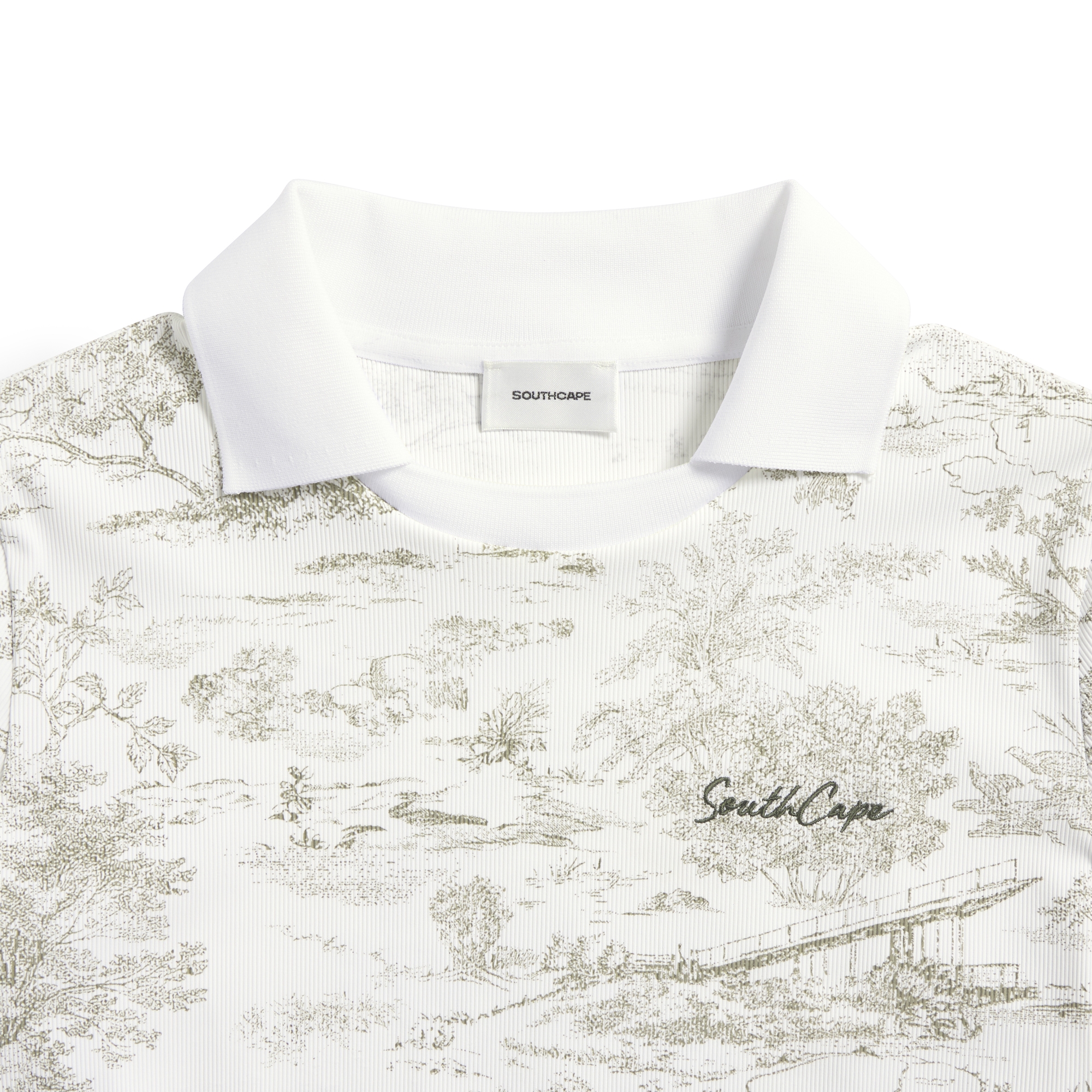 Namhae Heritage Print Open Collar T-Shirt_KH