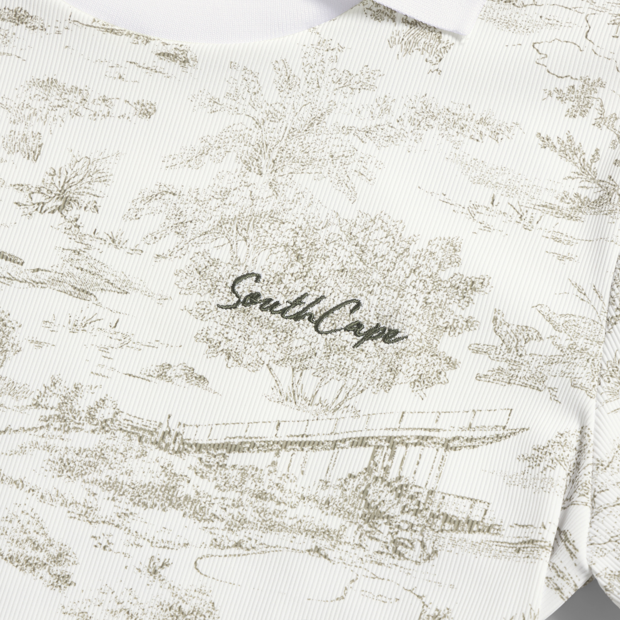 Namhae Heritage Print Open Collar T-Shirt_KH