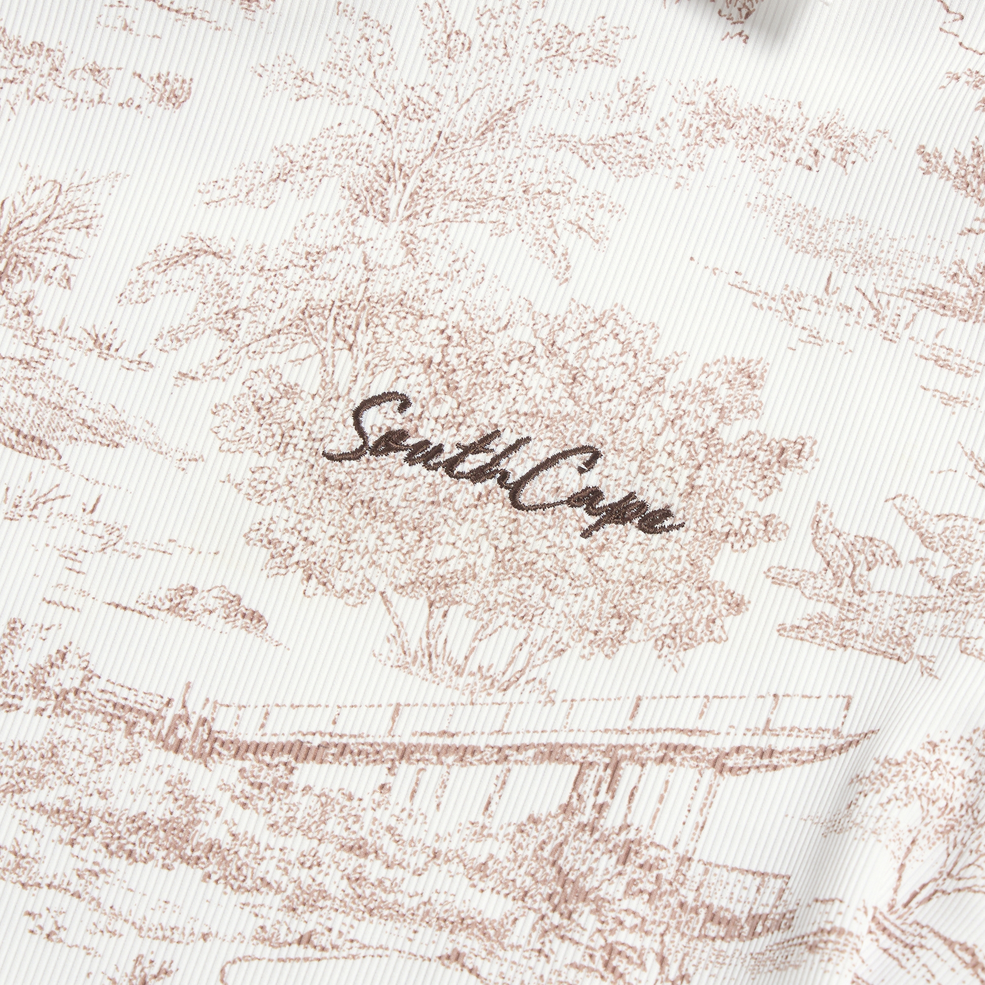 Namhae Heritage Print Open Collar T-Shirt_LW