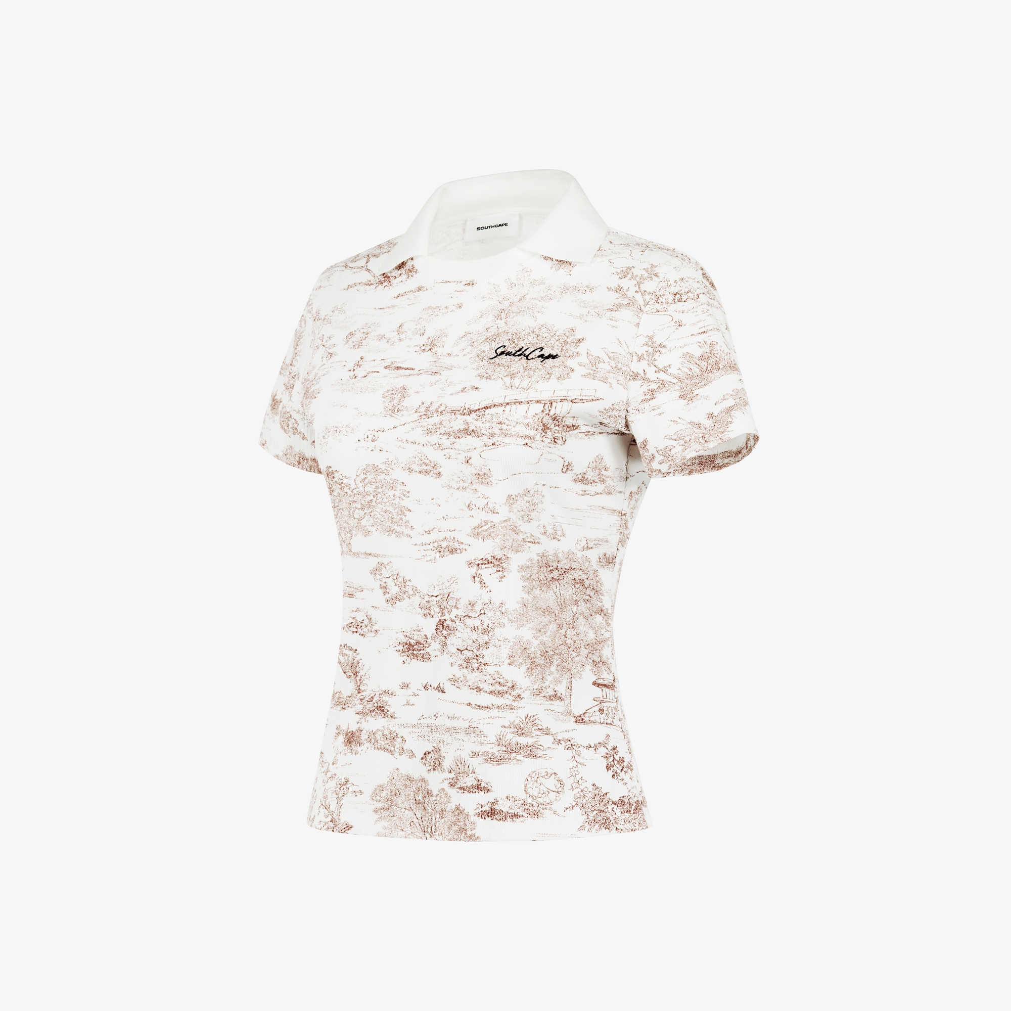Namhae Heritage Print Open Collar T-Shirt_LW