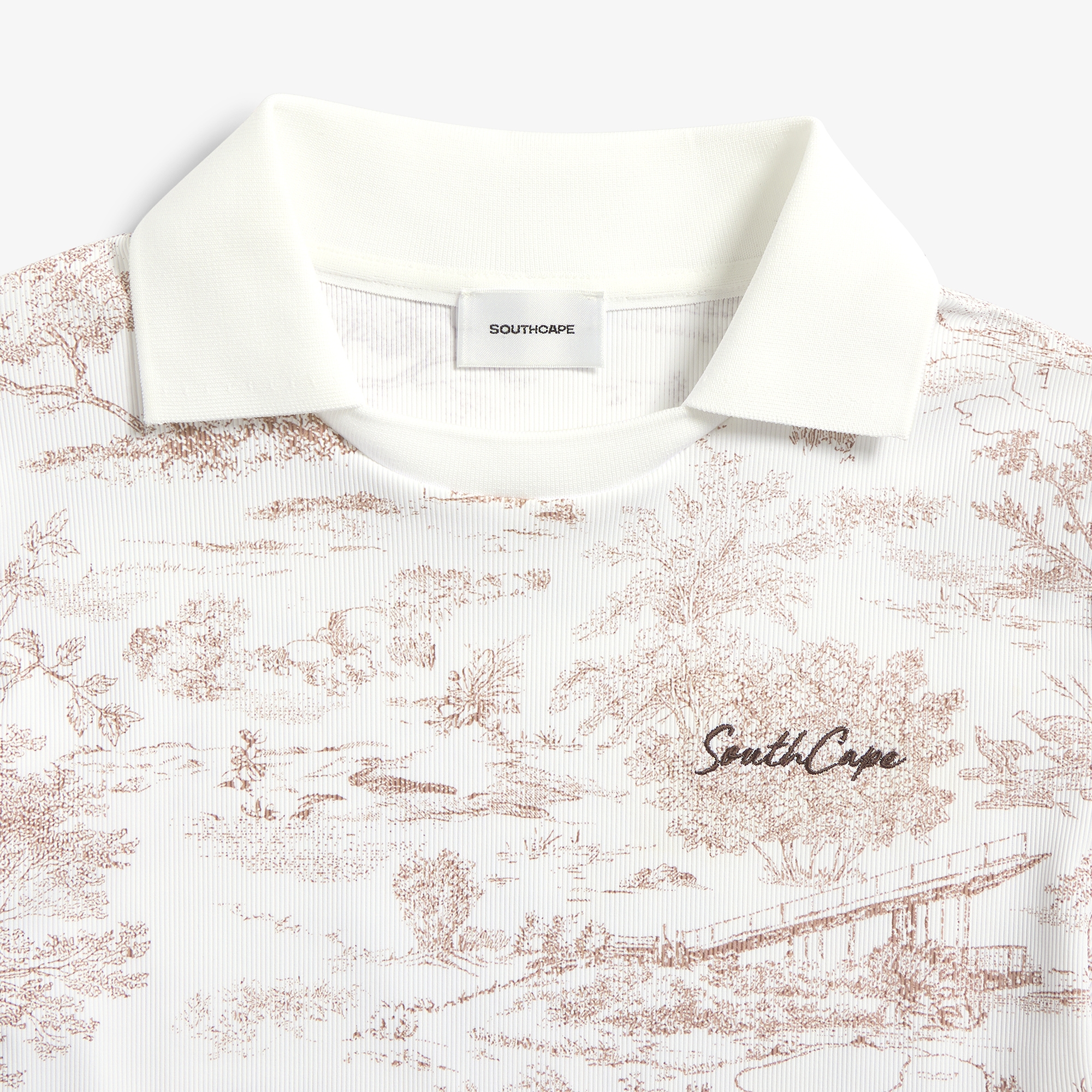 Namhae Heritage Print Open Collar T-Shirt_LW