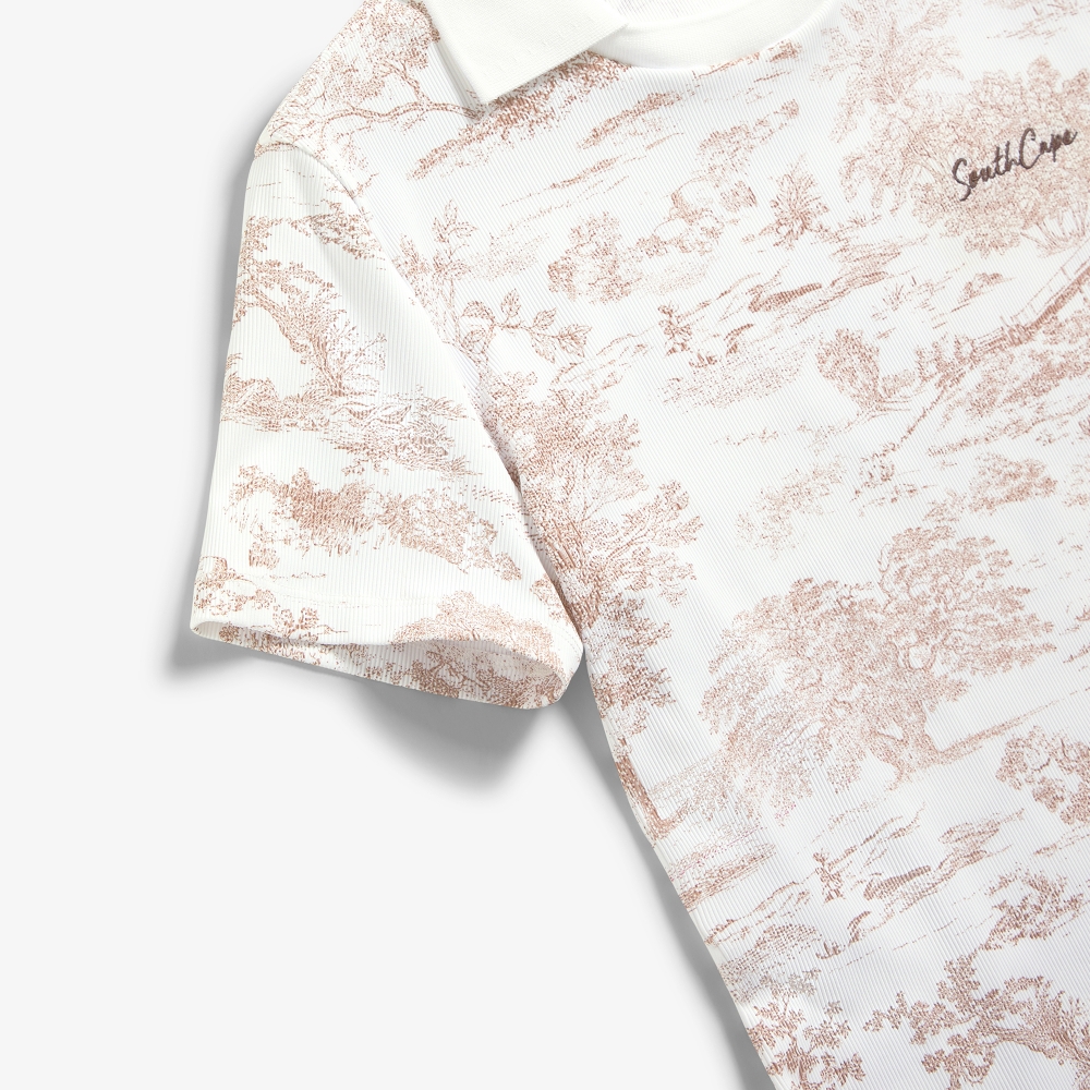 Namhae Heritage Print Open Collar T-Shirt_LW