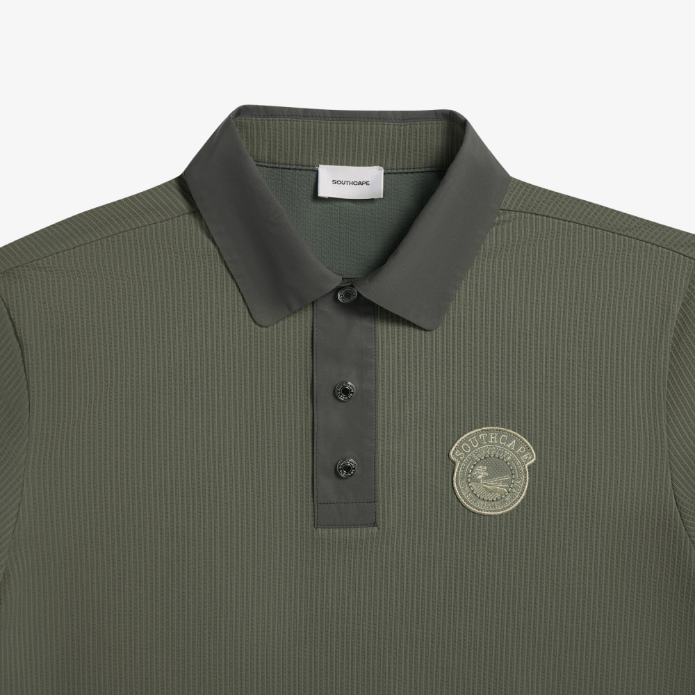 Seersucker Sunrise House Patch T-Shirt_KH