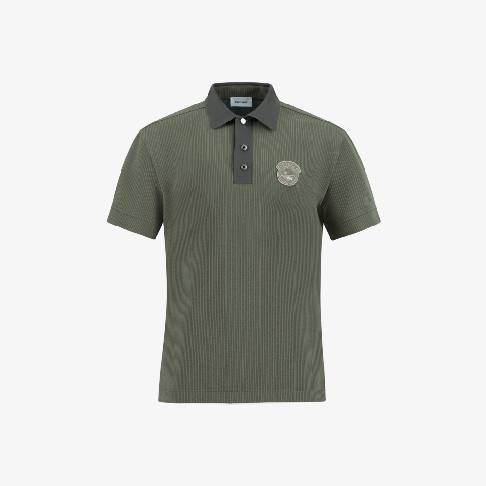 Seersucker Sunrise House Patch T-Shirt_KH
