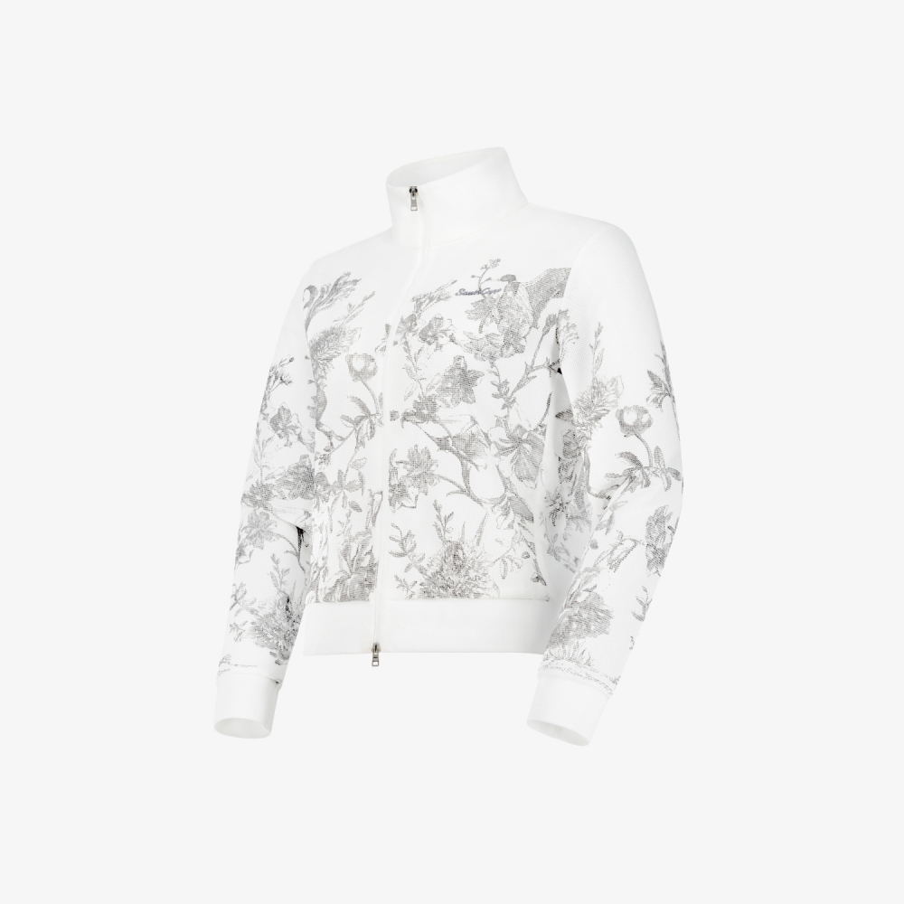 Blossom Mesh Zip-Up Jumper_WT