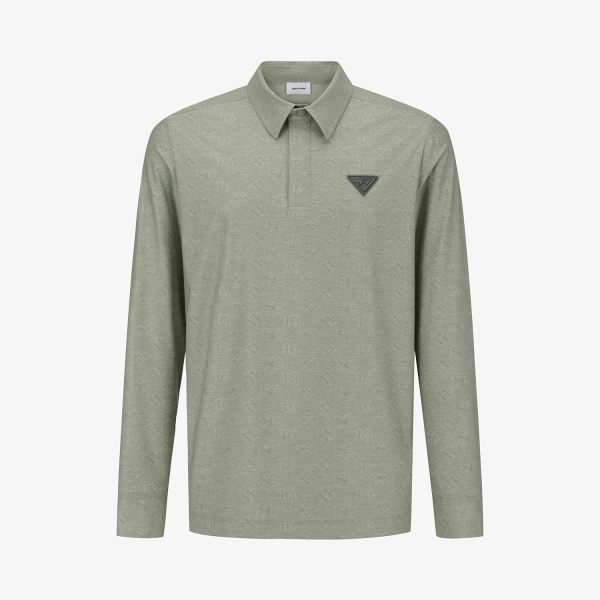 Monogram Pattern Long-Sleeve Collar T-Shirt_KH