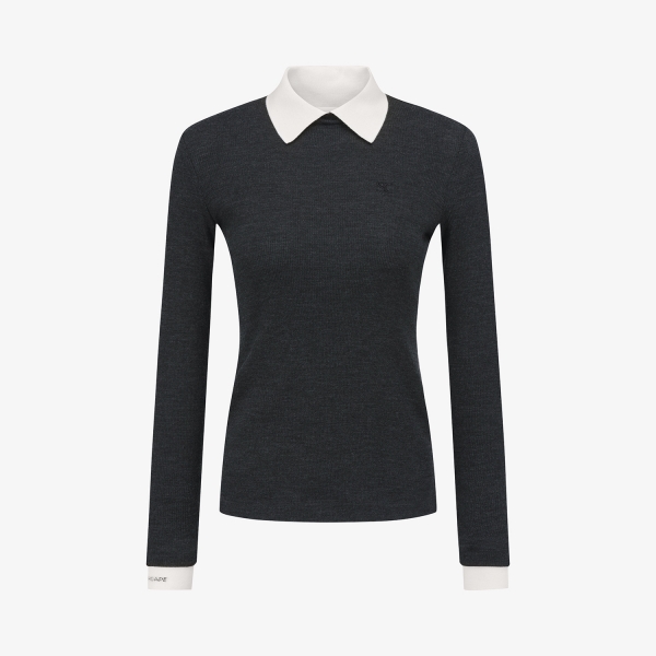 Wool Contrast Collar T-Shirt_CG