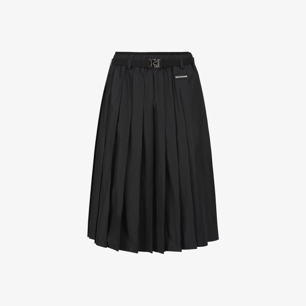 Long Belted Pleated Skirt_BK