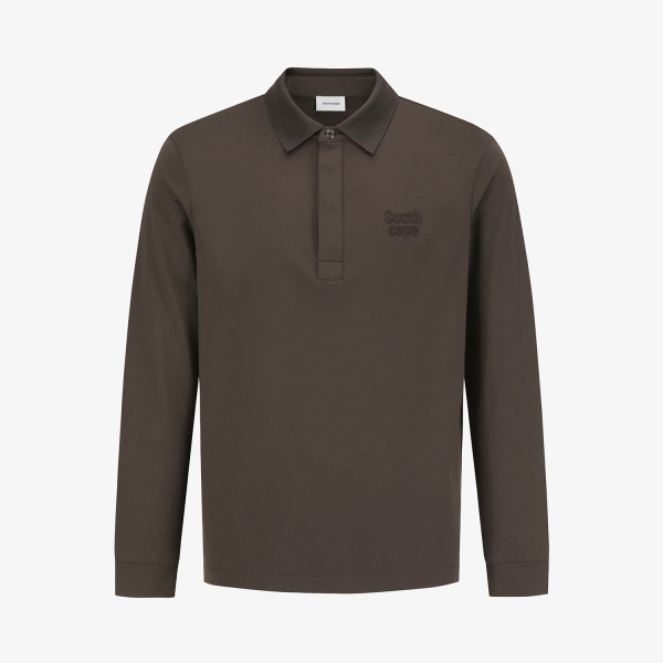 Long Sleeve Polo Shirt with Logo Embroidery_DW