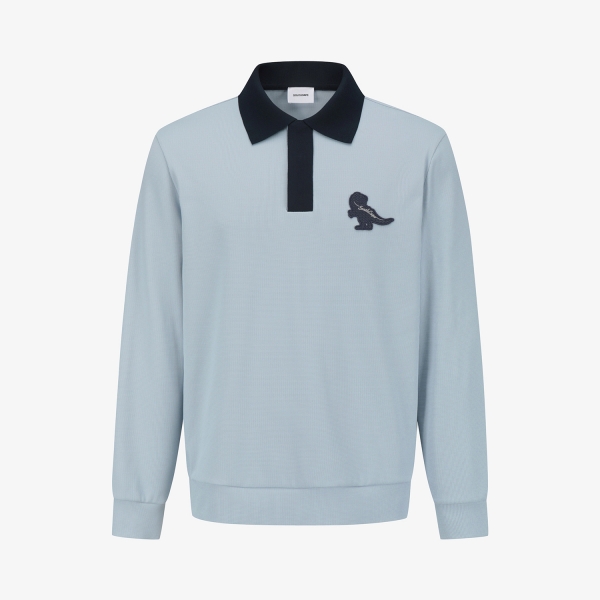 BUDDY Contrast Collar Long Sleeve T-Shirt_LB