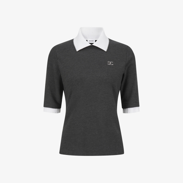 Soft Touch Ribbed Collar T-Shirt_CG